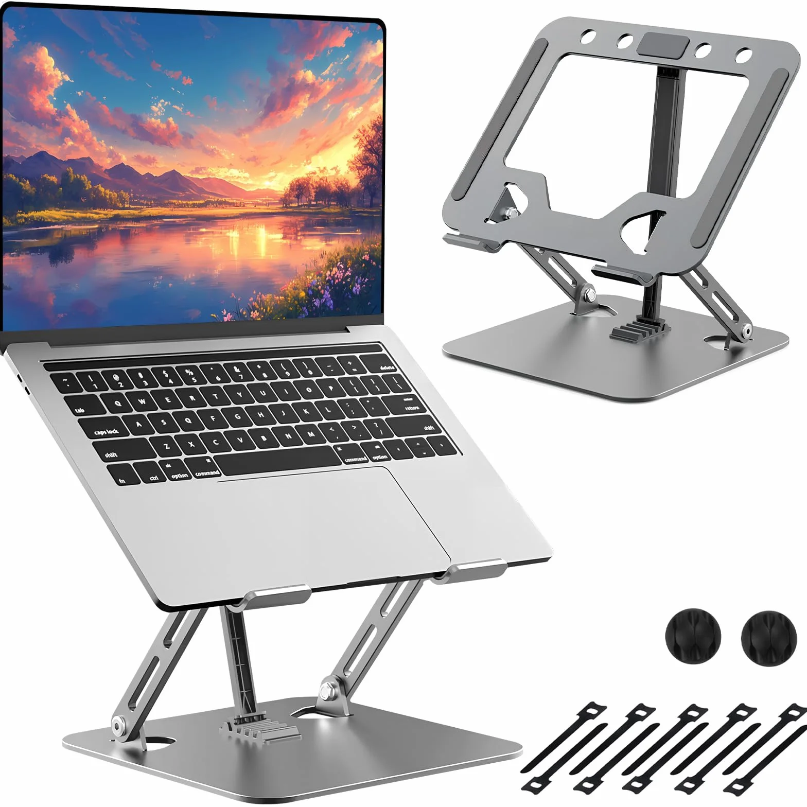 Podstawka pod Laptop, Ergonomiczny Stojak z 3 Wzmocnieniami, 5 Poziomów Regulacji, Składany, Antypoślizgowy, Wentylacja i Chłodzenie, Kompatybilny z Macbook Notebookami Tabletami (10-17,3")