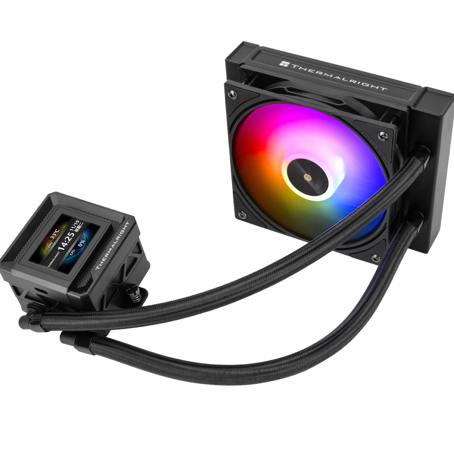 TR FW SE 120 ARGB Black chłodnica wodna AIO, chłodnica procesora cieczowa, 2-calowy wyświetlacz LCD z rozdzielczością 320x240, wysoka prędkość 2000 obr./min, kompatybilna z AM4/AM5, Intel LGA115x/1200