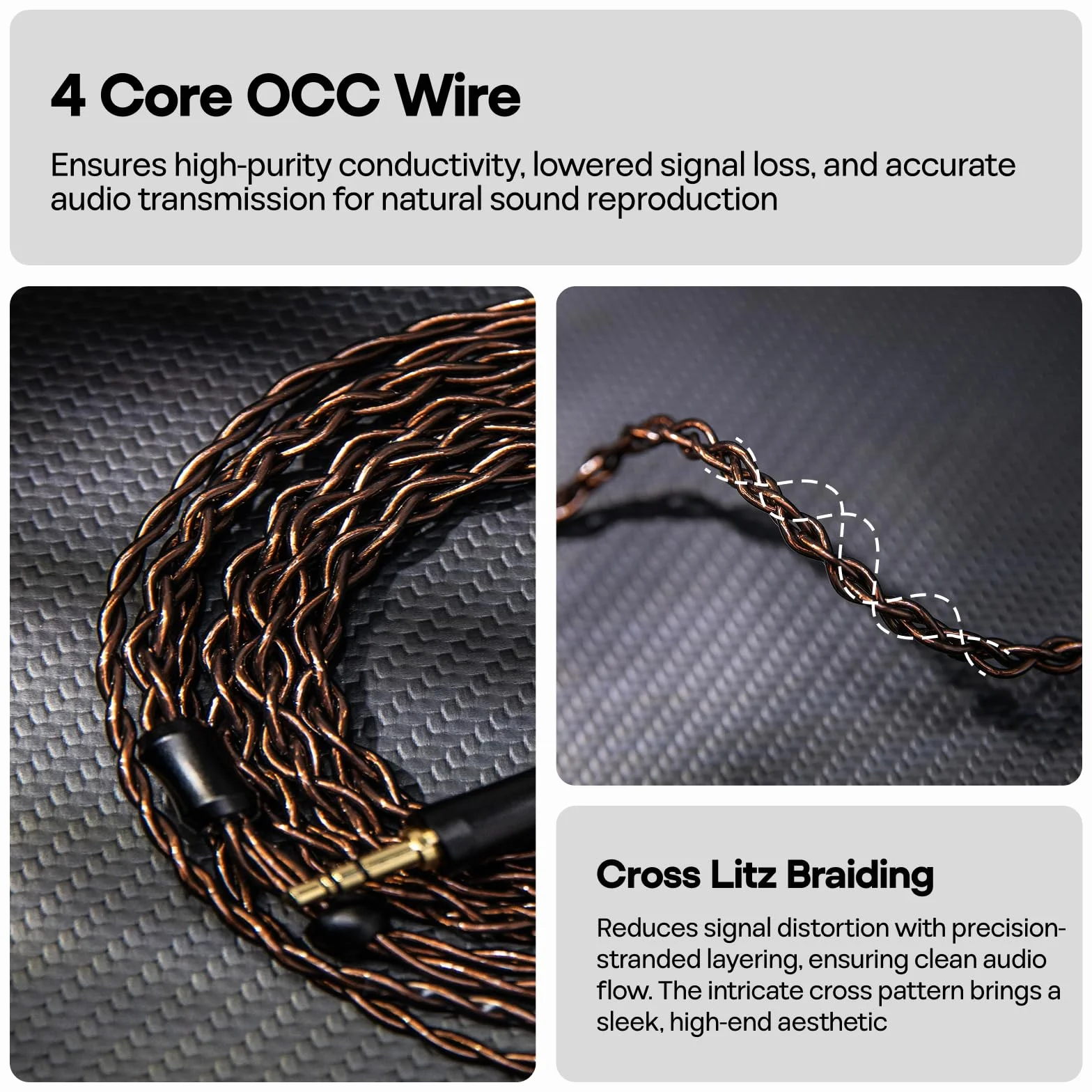 Linsoul Kiwi Ears Terras IEM Cable, 4N Single Crystal Copper 32AWG 4-żyłowy przewód do monitorów dousznych, 1,25 m długości HiFi Updated Wire z wtyczką do Orchestra Lite Aether Mangird Tea Pro