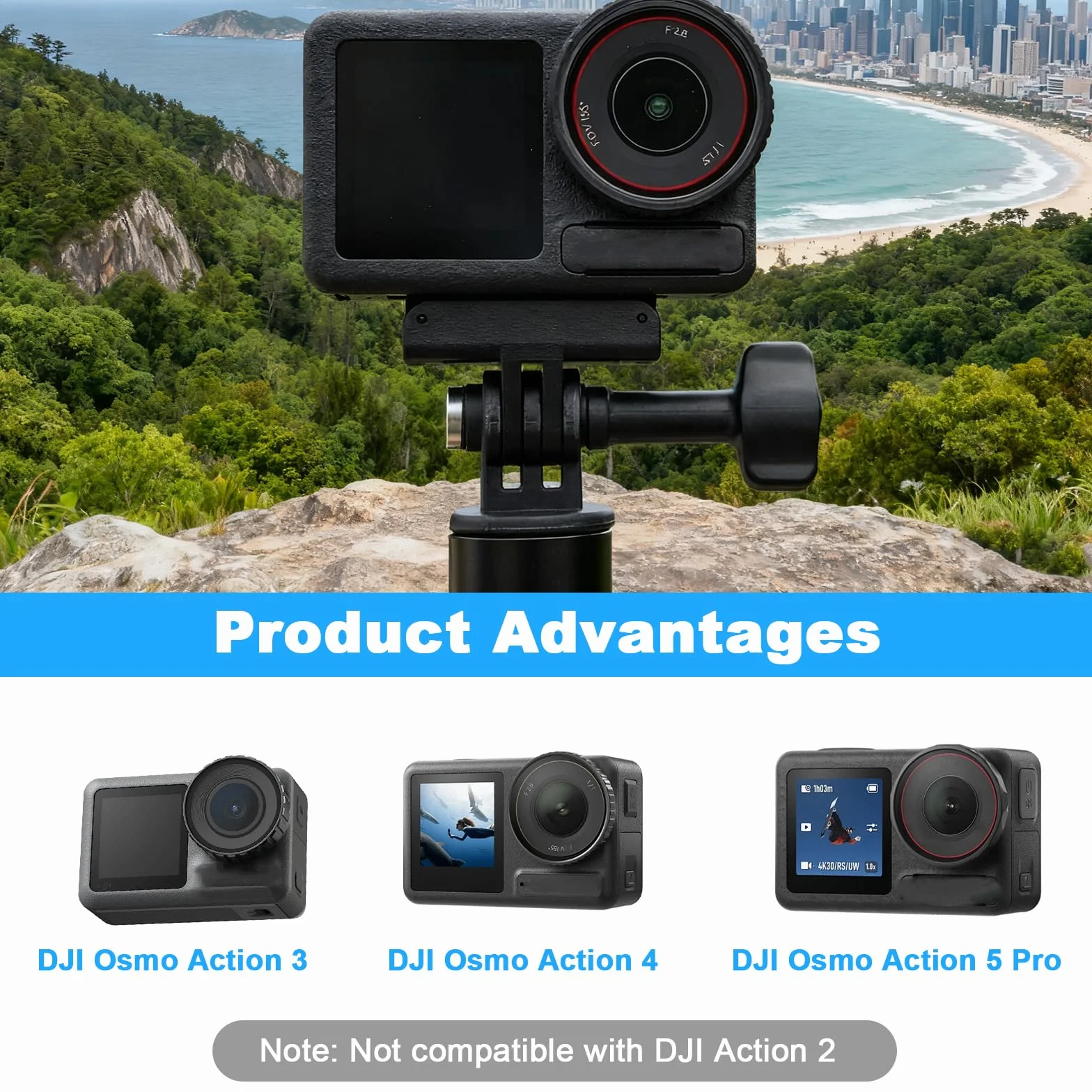 2 x magnetyczny uchwyt adaptera do DJI Osmo Action 3/4/5 Pro Osmo360, podwójna stabilność, magnetyczny uchwyt do szybkiej wymiany, adapter magnetyczny z dwoma pazurami, akcesoria DJI