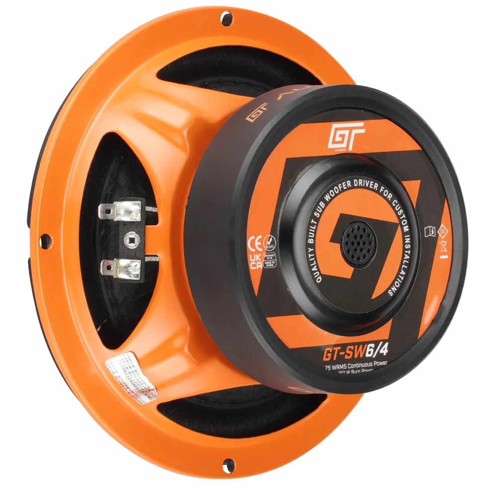 1 BASS FACE GT AUDIO GT-SW6/4 subwoofer 16,5 cm 6,5" 75 W rms 150 W maks. podwójna cewka 4+4 omy dvc podwójna cewka drgająca do pokrywy bagażnika samochodu, 1 szt.