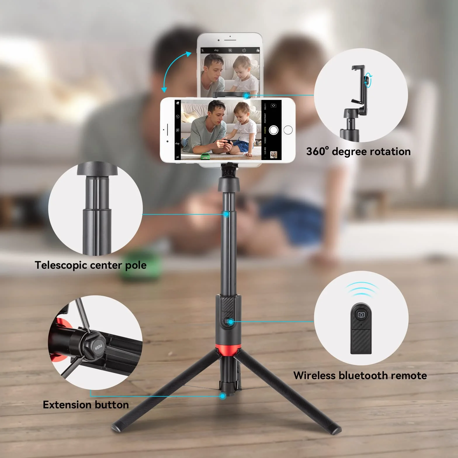 SMALLRIG Statyw Selfie Stick ST20 z pilotem Bluetooth 130cm przenośny do telefonów