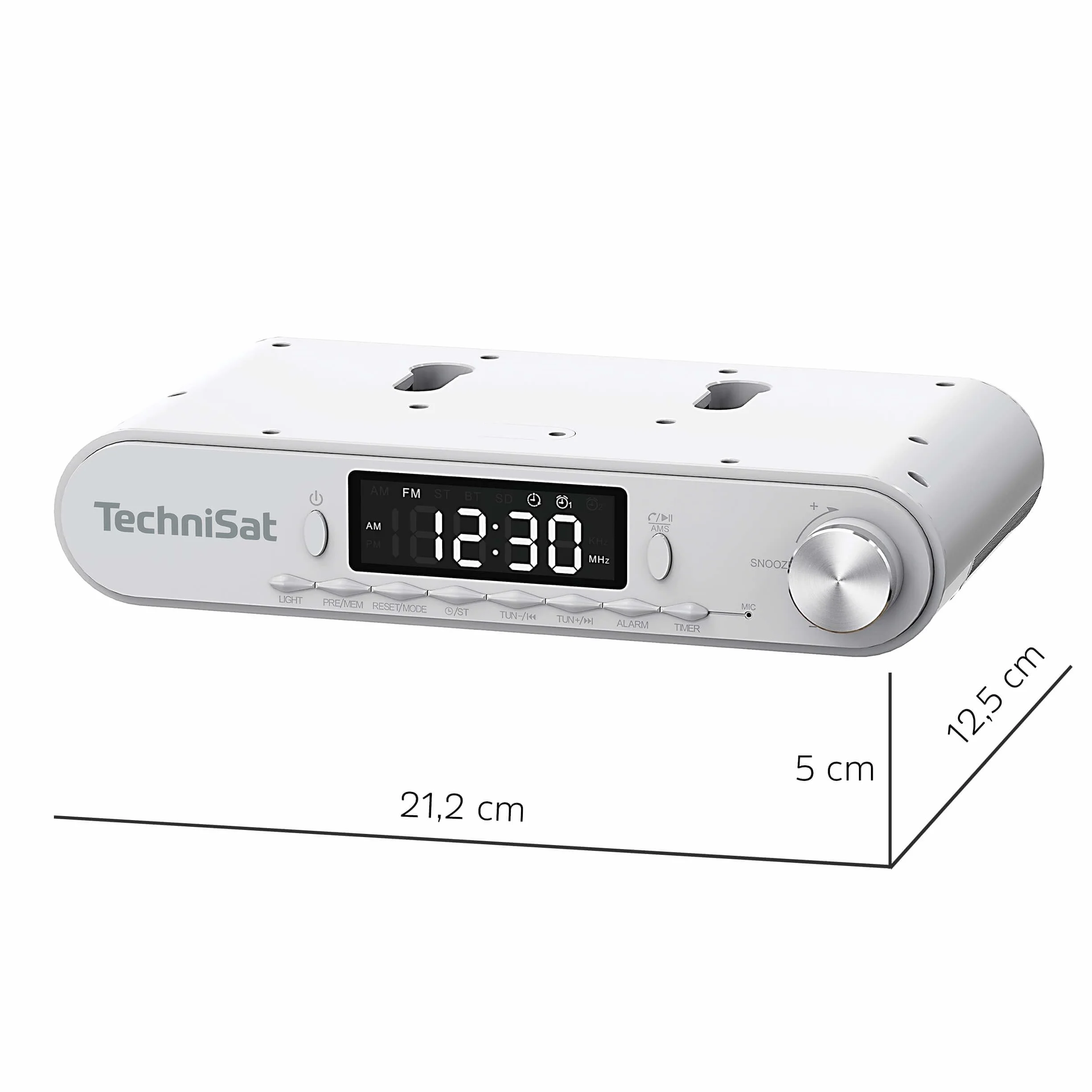 TechniSat Viola radio kuchenne podszafkowe UKW/FM Bluetooth wyświetlacz LED lampa robocza timer budzik głośnik 5 W białe