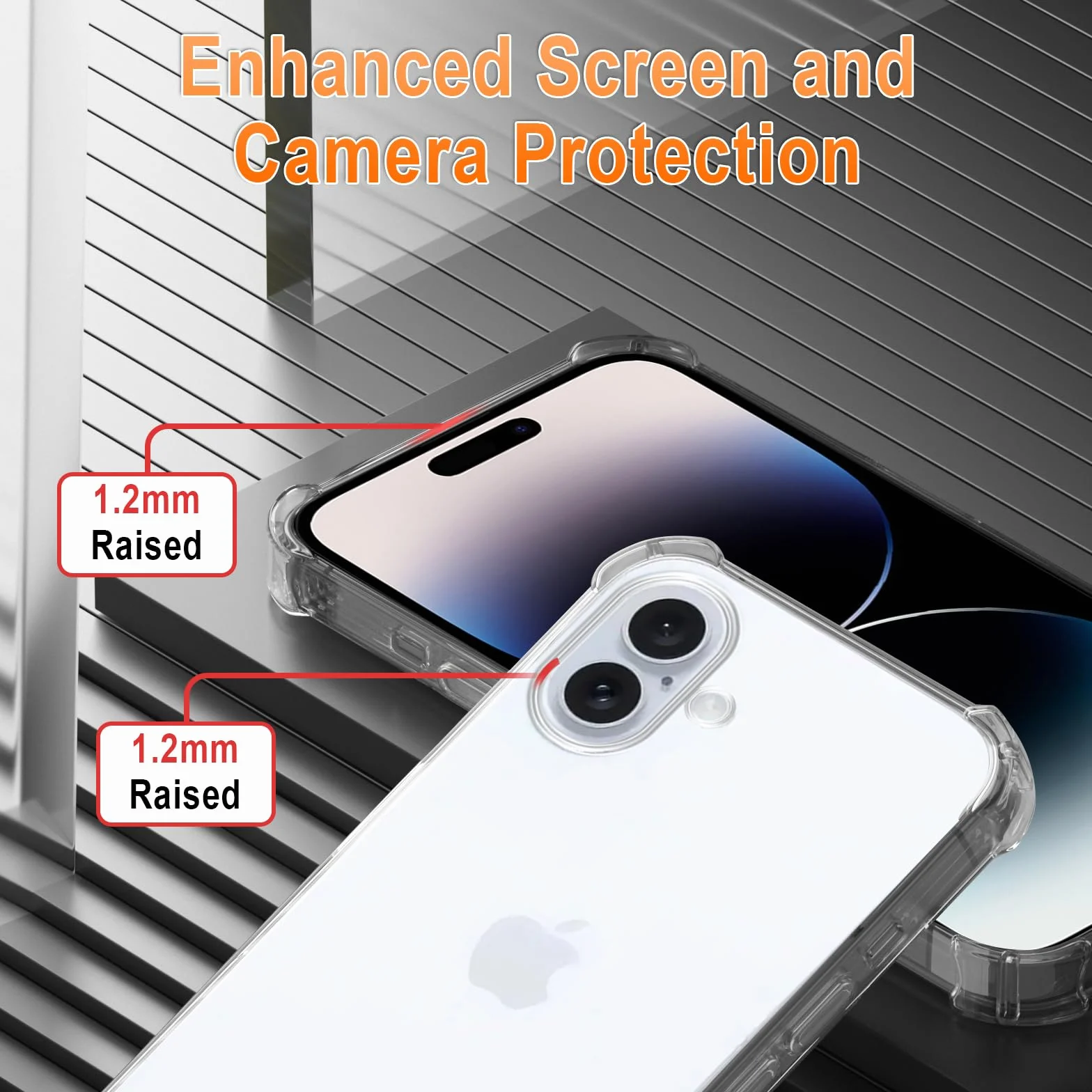 XTCASE Etui na iPhone 16 z paskiem, przezroczyste silikonowe etui na iPhone 16 z łańcuszkiem, odporne na uderzenia - sznurek z etui do zawieszenia w kolorze czarnym