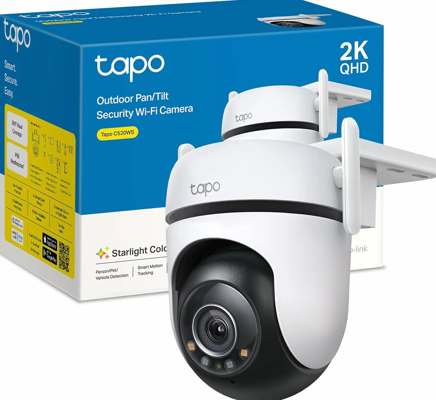 TP-Link C520Ws Kamera, Biały, ‎12,4 x 12,3 x 10,7 cm; 800 g