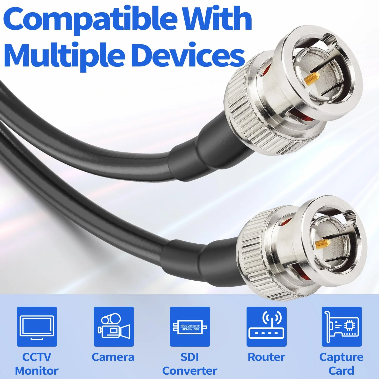 Superbat Kabel SDI 6G 10 m BNC męski na męski Kable RG59 75 Ohm podwójne ekranowanie do kamery audio oscyloskop BMCC kamera wideo obsługuje HD-SDI 3G-SDI 4K (1 sztuka)