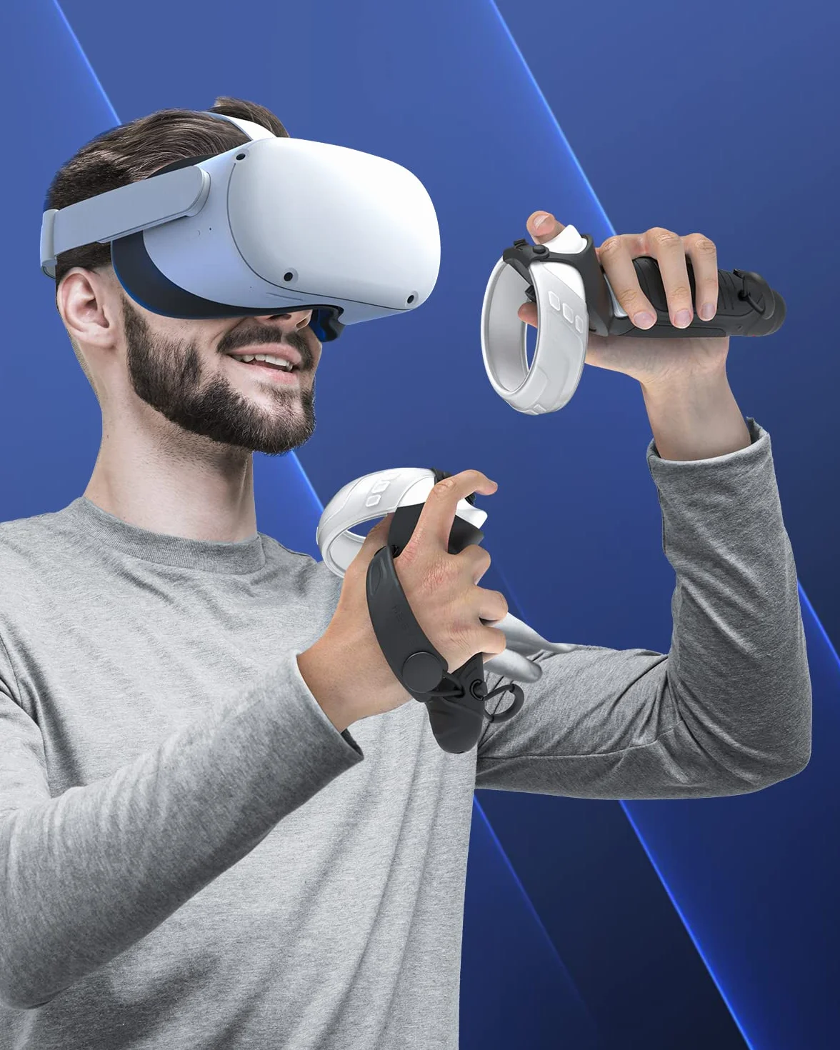 Oculus Quest 2 silikonowa osłona uchwytu z bateriami 1000 mAh kabel ładowania