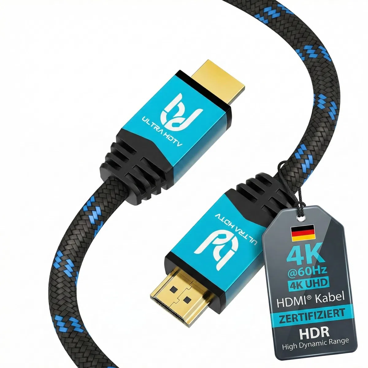 Kabel Ultra HDTV 4K HDMI - 2-metrowy kabel high speed HDMI 2.0b - certyfikat premium - 18 GBit/s - 4K@60Hz - rozdzielczość do 4096x2160 - ochrona przed załamaniem