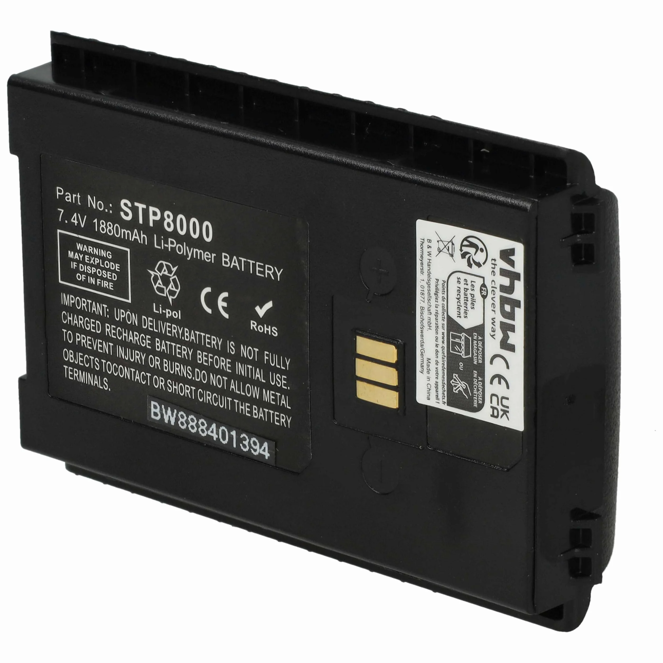vhbw Akumulator kompatybilny z Sepura SC20, SC2020, SC2024, SC21, STP8000, STP8020, Walkie Talkie 1880 mAh 7,4 V litowo-polimerowy