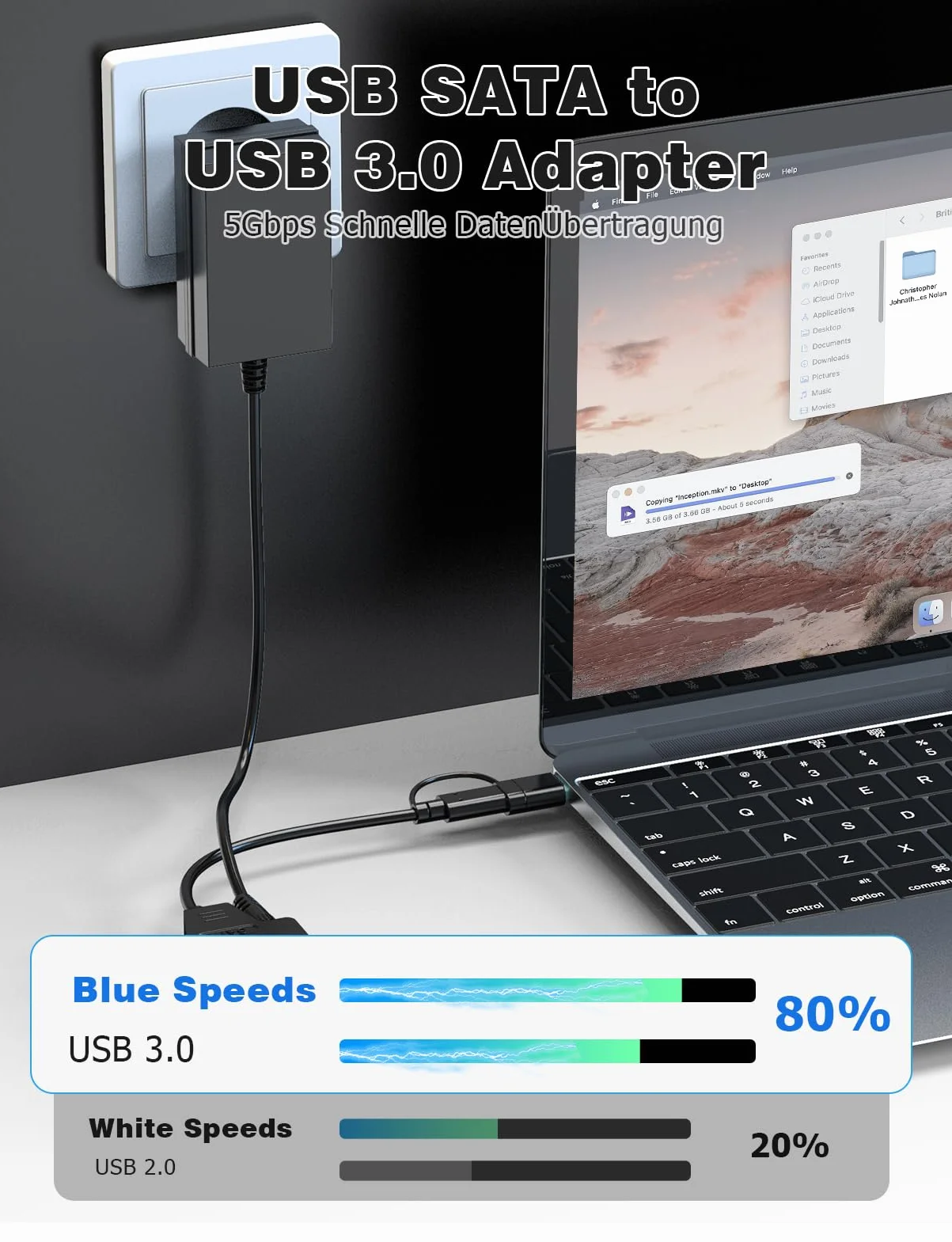 Mellbree Adapter SATA na USB 3.0, 2 w 1 USB i typ C, obsługuje dyski twarde SSD/HDD 2,5" i 3,5", szybki transfer danych, kompatybilny z systemami operacyjnymi Windows, Mac i Linux