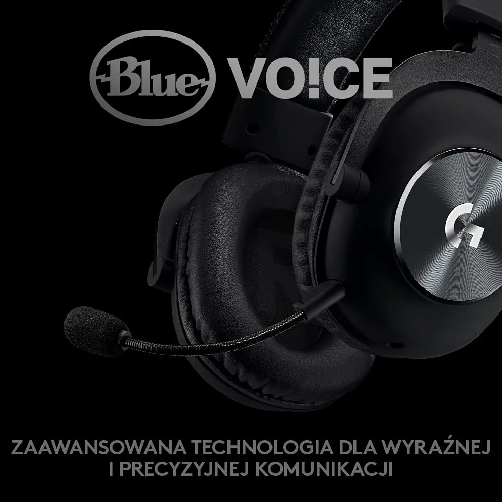 Logitech G PRO X Gaming-Headset, przewodowe słuchawki nauszne z niebieskim mikrofonem VO!CE, DTS X 7.1, 50mm przetworniki PRO-G, dźwięk przestrzenny 7.1 do gier e-sportowych - Czarny