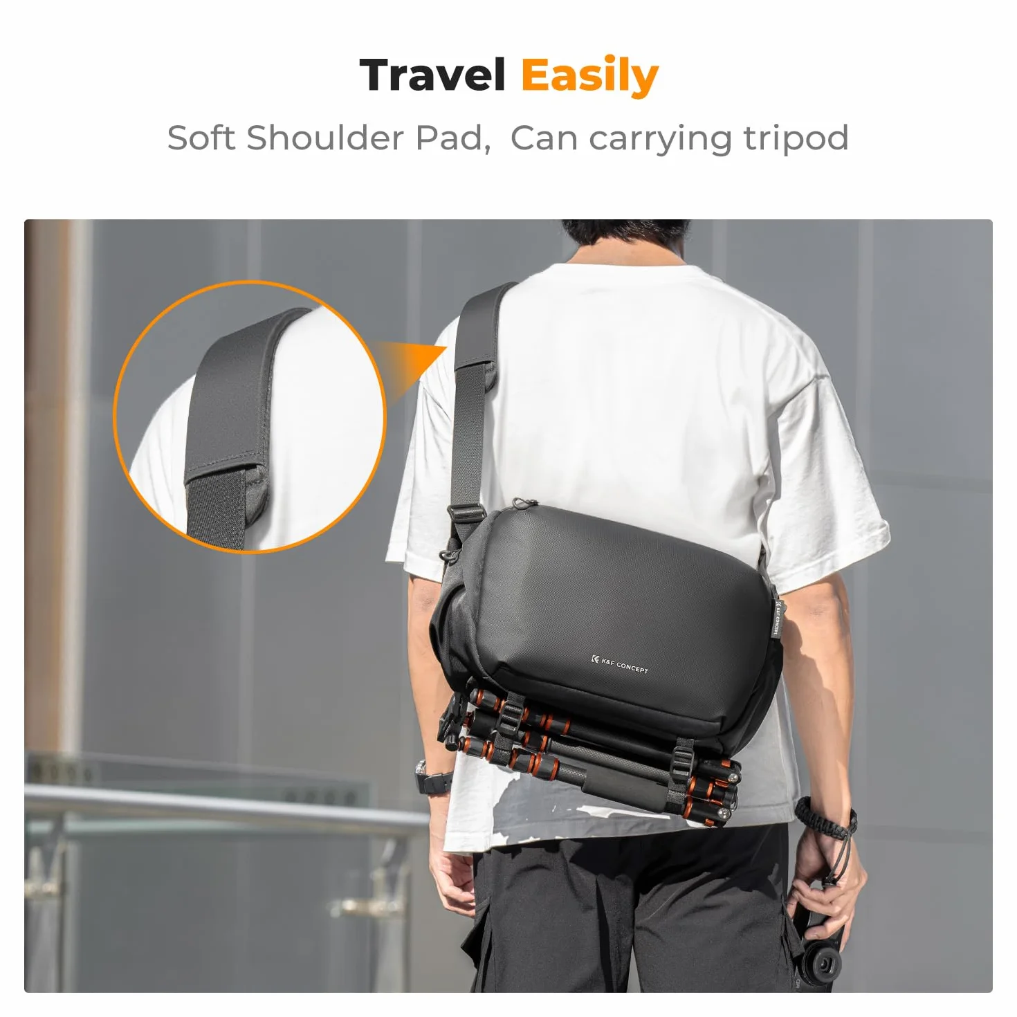 K&F Concept Plecak na aparat, torba na ramię, kwadratowa torba, kieszenie dla fotografów, etui na aparat fotograficzny, prostokątne, kompatybilny z Canon/Nikon/Sony/DJI Mavic (1, czarny, duży, rozmiar