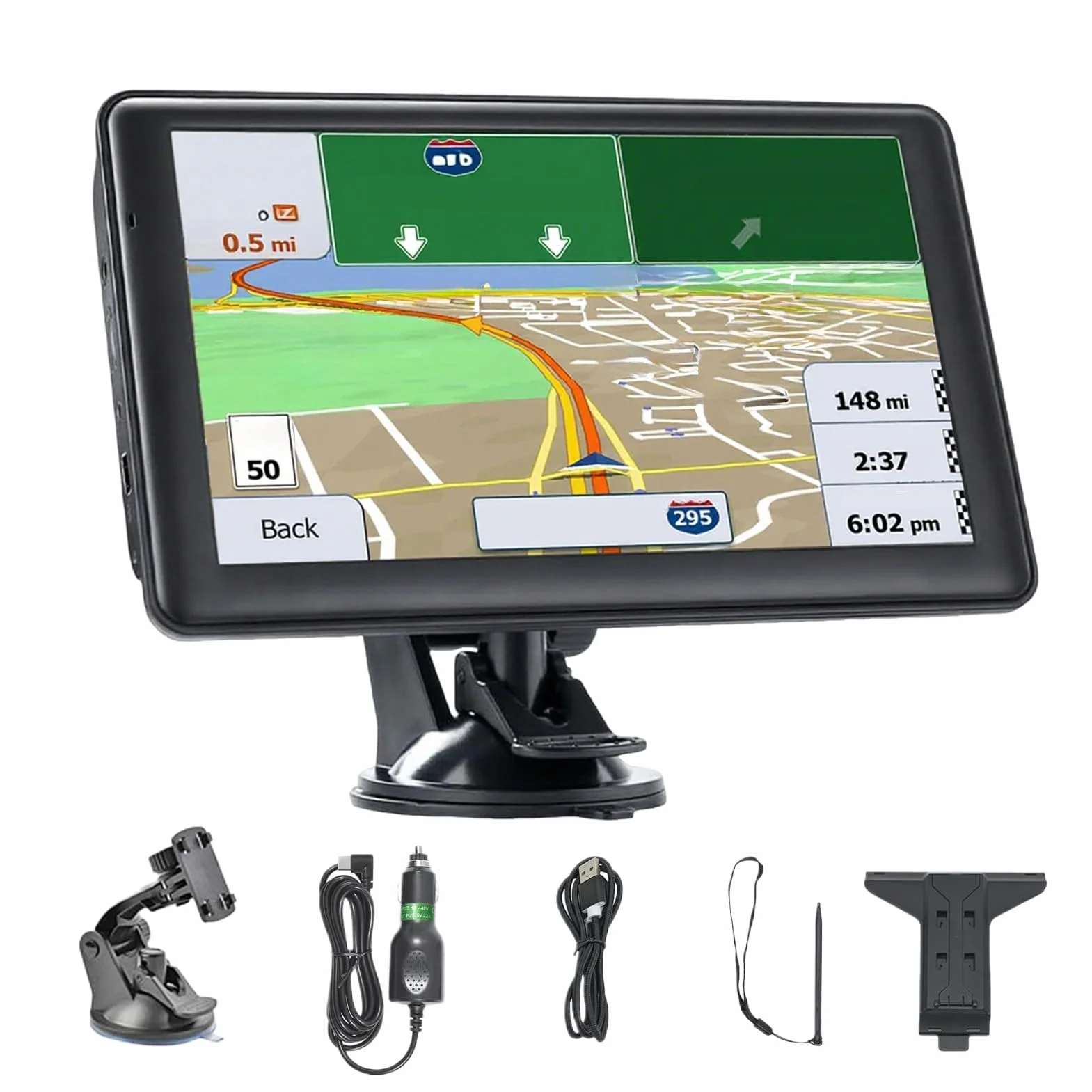 Nawigacja samochodowa GPS, nawigacja samochodowa 17,7 cm, inteligentny ekran dotykowy z ekranem o wysokiej rozdzielczości i mapami do pojazdów ciężarowych i długich podróży