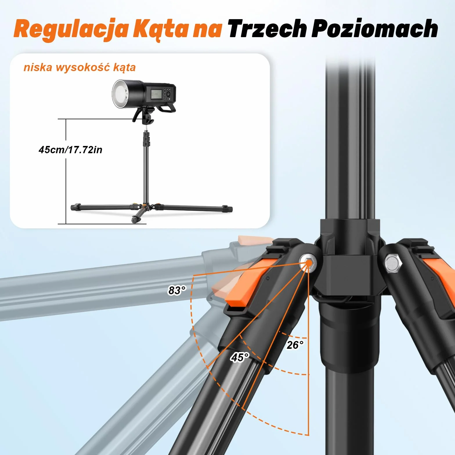 XXZU 210cm/83in Stojak na Światło z Głowicą Kulową, Statyw Fotograficzny Składany Statyw do Telefonu Statyw Oświetleniowy do Studia do Aparatu/Telefonu/Światła Stroboskopowego/Projektora/Softboxa