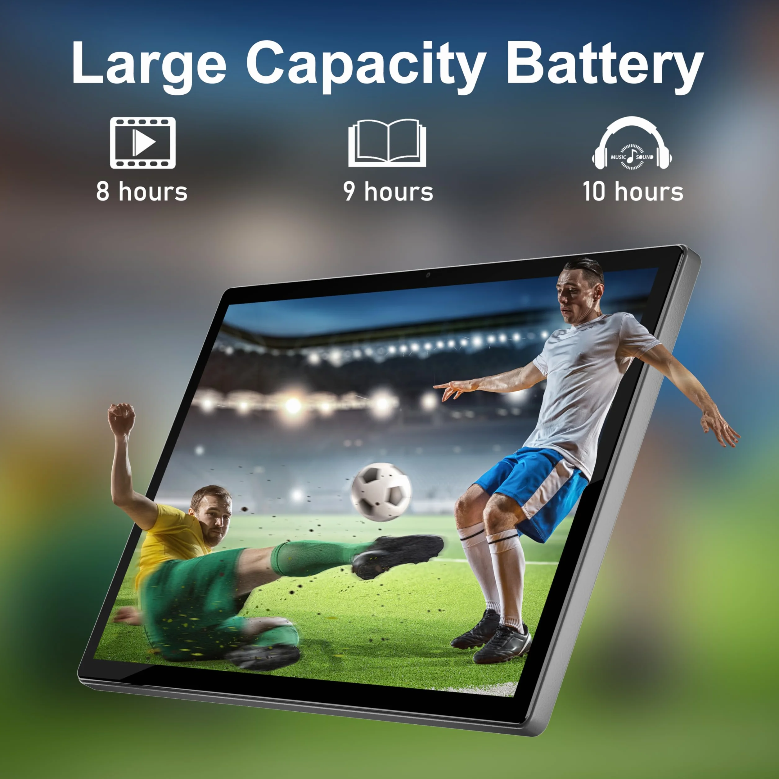 Tablet z systemem Android 14, 10-calowy tablet z etui ochronnym, czterordzeniowy procesor, aparat przedni 5,0 MP + aparat tylny 8,0 MP, 5000 mAh Bluetooth IPS, tablet Wi-Fi