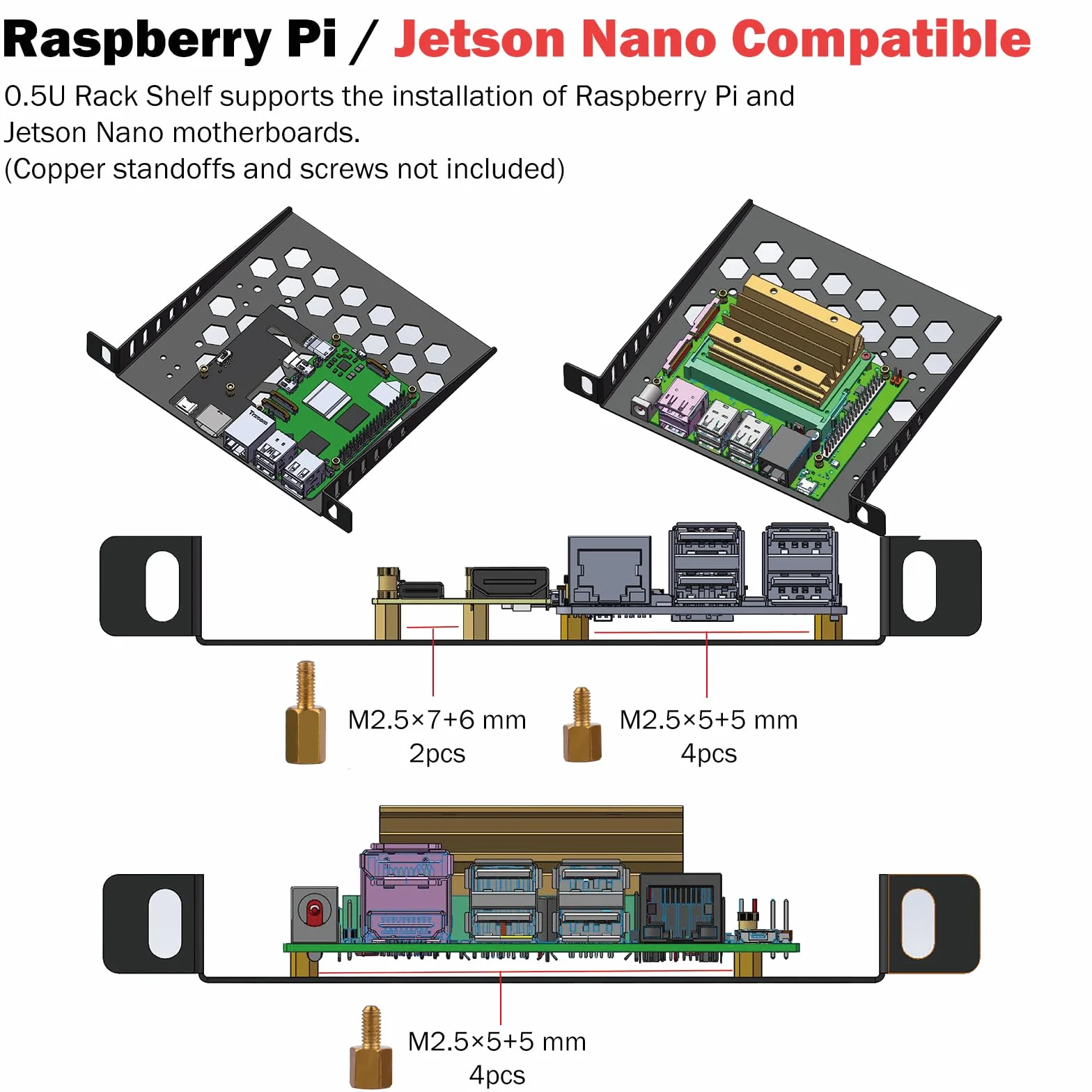 GeeekPi DeskPi RackMate TT Mini szafka do mini PC, głębokość 200 mm, z 2 przegródkami na półki 0,5U, do NAS, AV i technologii sieciowej (czarny)