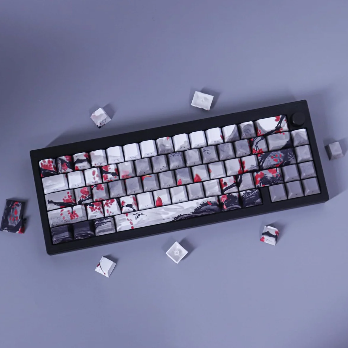 Hyekic Nasadki klawiszy PBT błyszczące nakładki na klawisze nadruk z boku litery niestandardowe nasadki na klawisze 135 klawiszy do układu ISO UK Cherry MX przełączniki klawiatury mechaniczne (profil