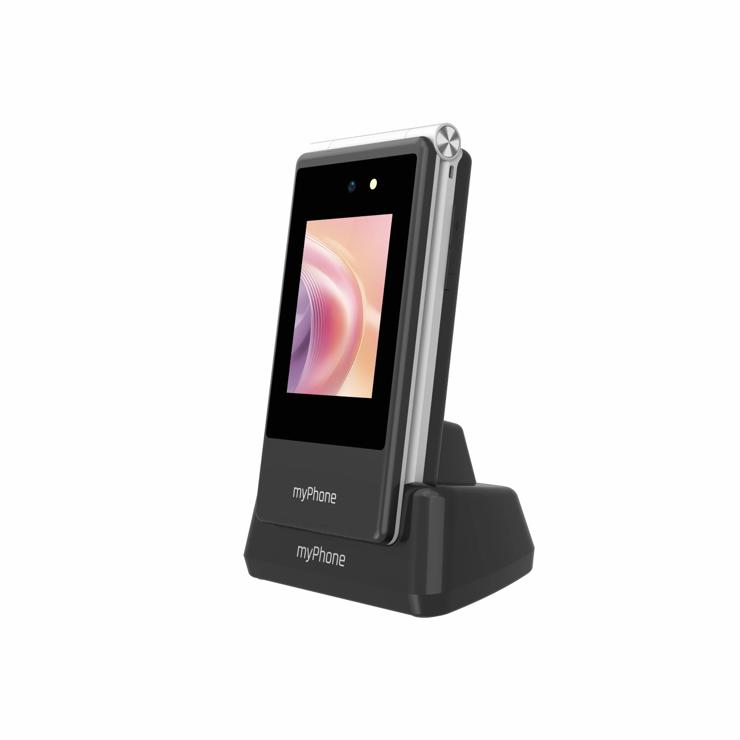 myPhone Tango 2 LTE telefon z klapką do seniorów bez abonamentu, 4G telefon dla seniora z dwa wyświetlacze, telefon dla seniora dużymi przyciskami, stacją ładującą, przyciskiem SOS, Dual SIM