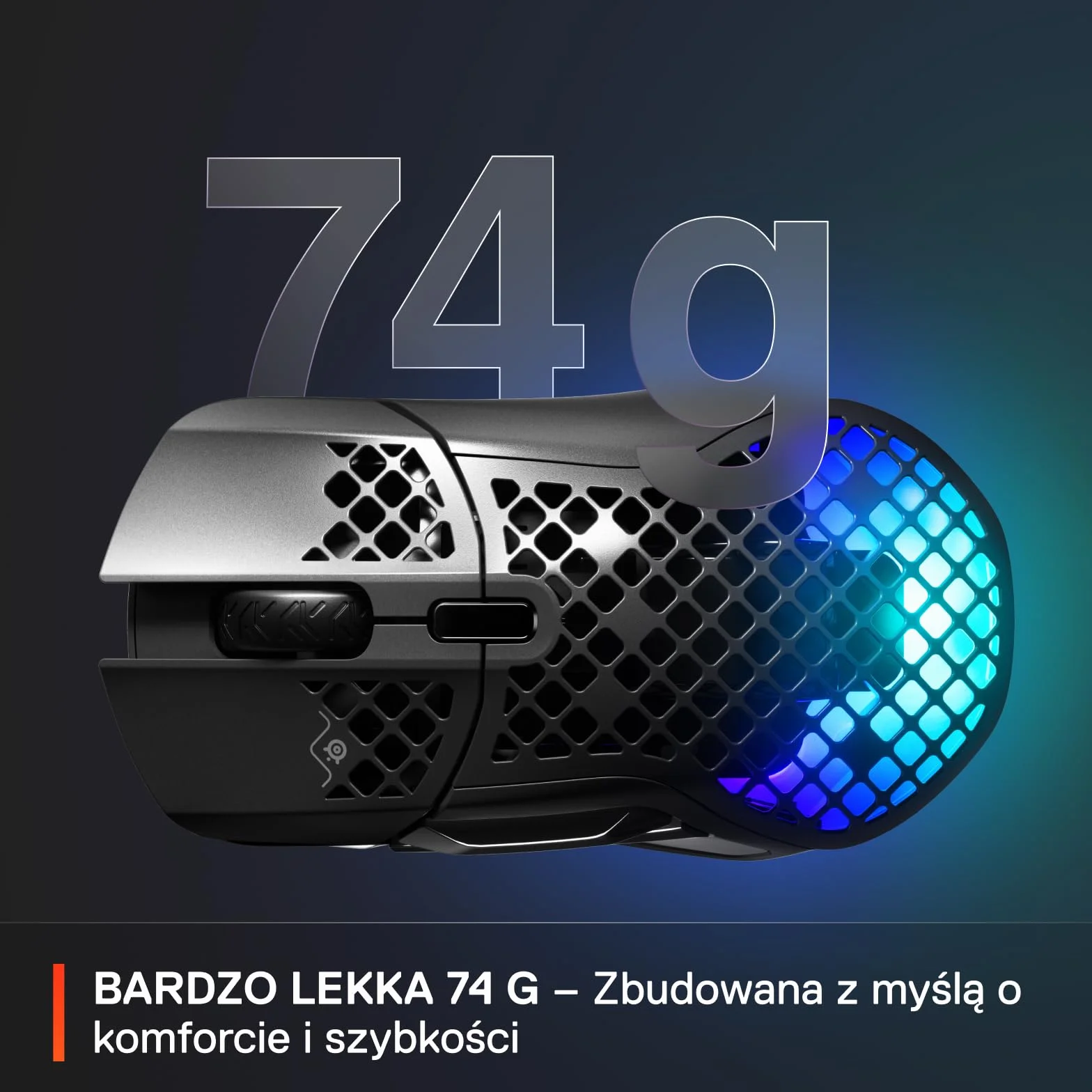 SteelSeries Aerox 5 Wireless Mysz do gier RGB Ultralekka Wodoodporna 9 przycisków Bluetooth 2,4 GHz Sensor TrueMove Air 18K DPI