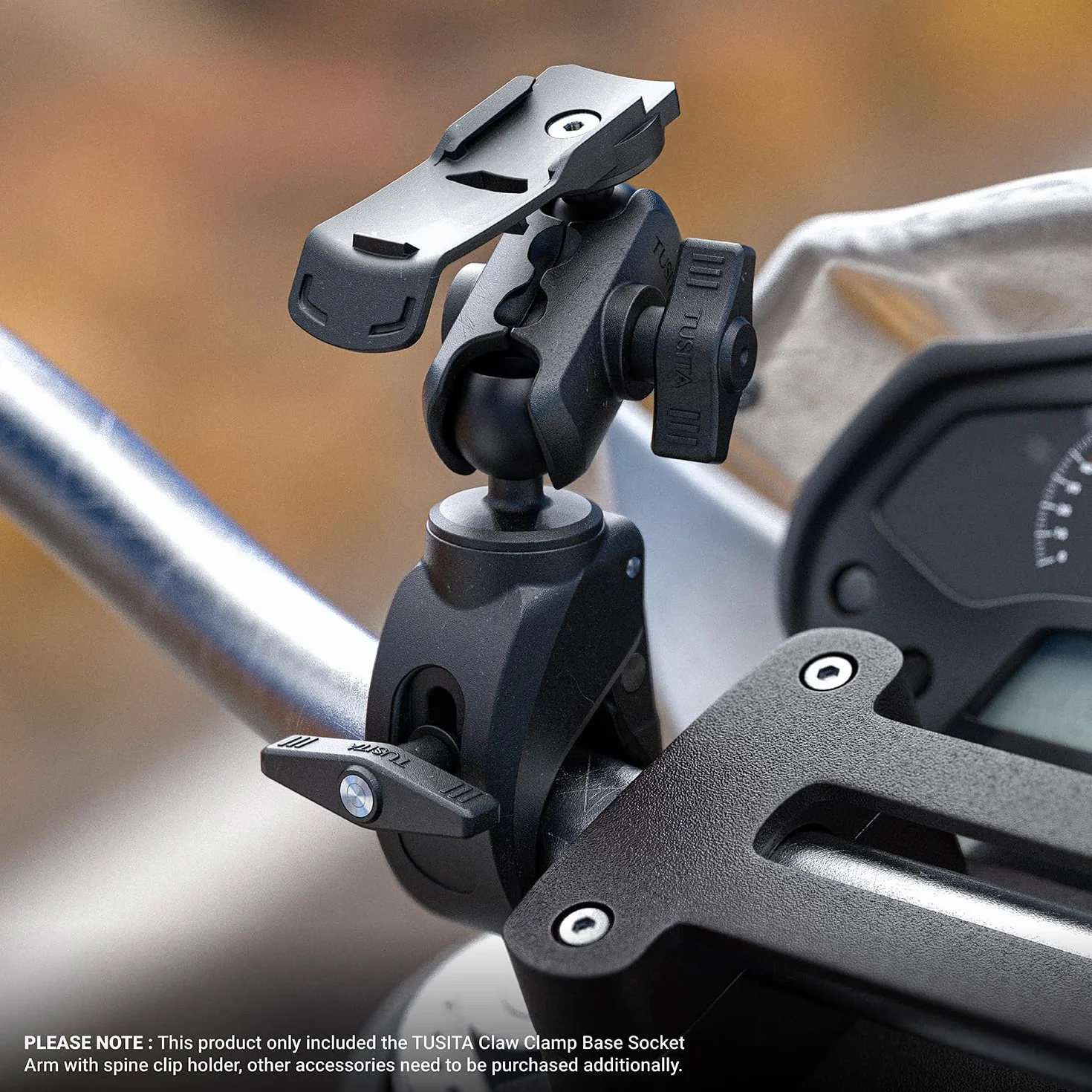 TUSITA Motocyklowy ATV/UTV Uchwyt Kompatybilny z Garmin Ręcznym GPS - Podstawa Zacisku