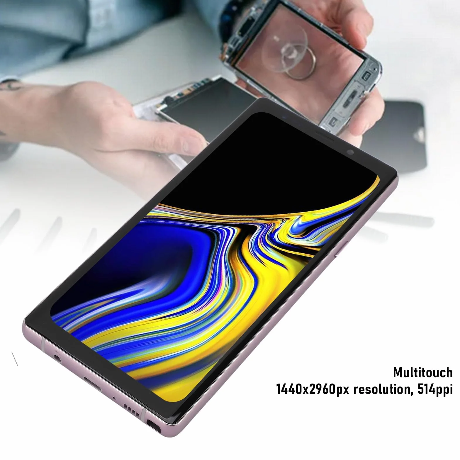 LCD Wyświetlacz Digitizer 3D Digitizer, wymiana ekranu dla przypis 9 N9600 N960U N960F N960N, 6,4 cali Wyświetlacz LCD Digitizer 3D Digitizer z Narzędziami (Fioletowy)
