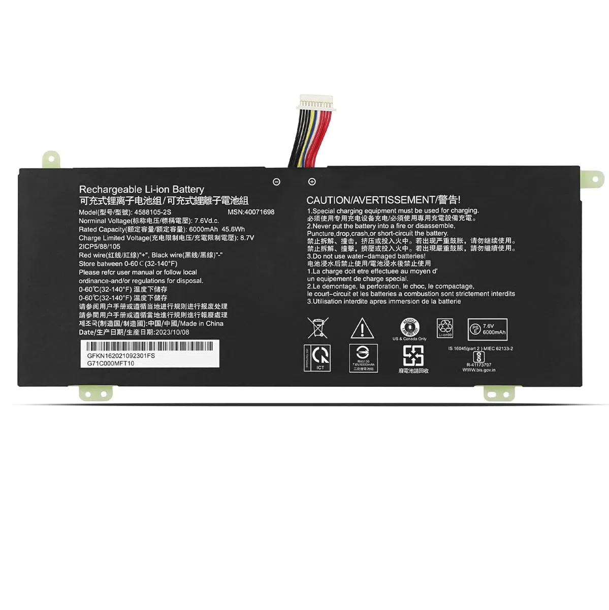 4588105-2S 4588106-2S 40072215 4588106 40071698 Bateria do laptopa kompatybilna z Akoya E15403 Dynabook Satellite Pro C50D-B-10D C50D-B-10E C50D-B-11A C50D-B-B-11A C50D-B-B-10D 100 °C Seria 50-E-105