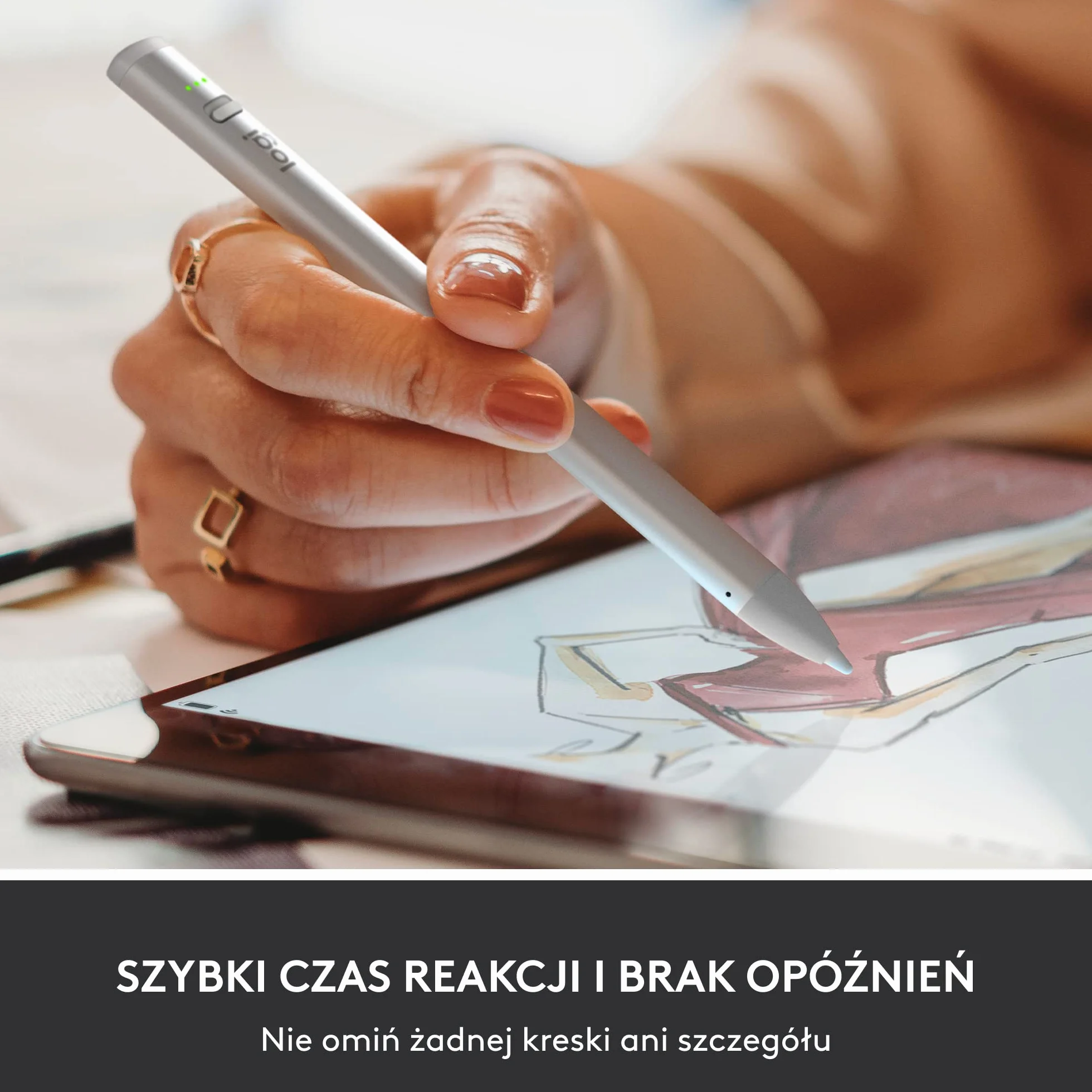 Logitech Crayon, cyfrowy rysik do iPada (z portami USB-C) wykonany w technologii Apple Pencil, doskonała precyzja bez opóźnień oraz dynamiczna, inteligentna końcówka + szybkie ładowanie USB-C - Srebro