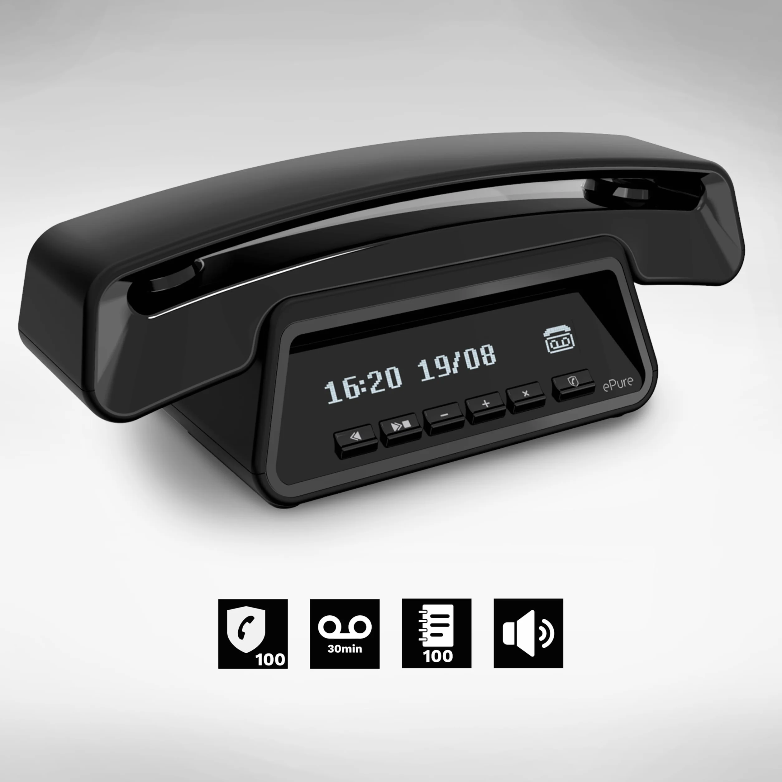 Alcatel Epure Premium Bezprzewodowy telefon DECT z automatyczną sekretarką, zestaw głośnomówiący, blokada połączeń, czarny