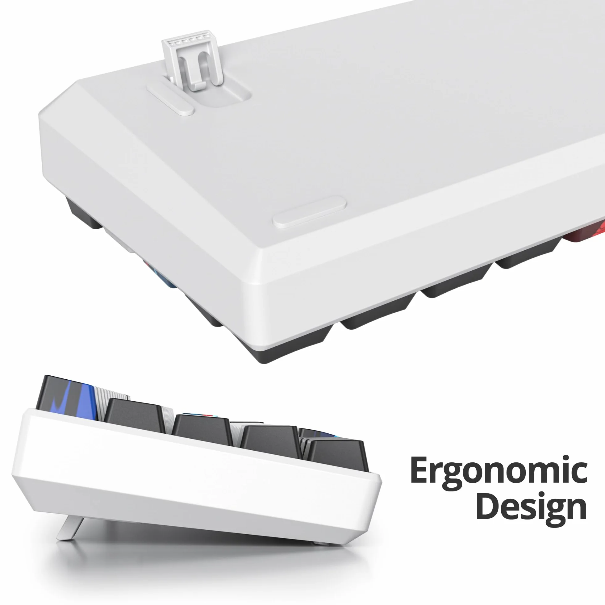 SOLIDEE 60% Mechaniczna Klawiatura Gamingowa,61 klawiszy z przełącznikami liniowymi,przewodowa mechaniczna klawiatura z podświetleniem LED,kompaktowa ergonomiczna klawiatura(61 White)
