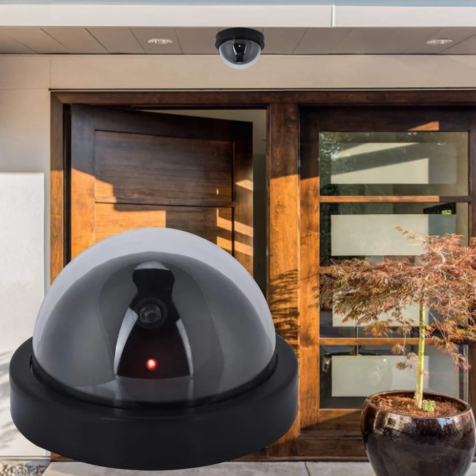 Atrapa kamery, Dummy Dome Camera Migające światło LED Symuluje kamerę bezpieczeństwa, Wewnętrzna zewnętrzna fałszywa kamera monitorująca Dummy Security Camera do domu/na zewnątrz