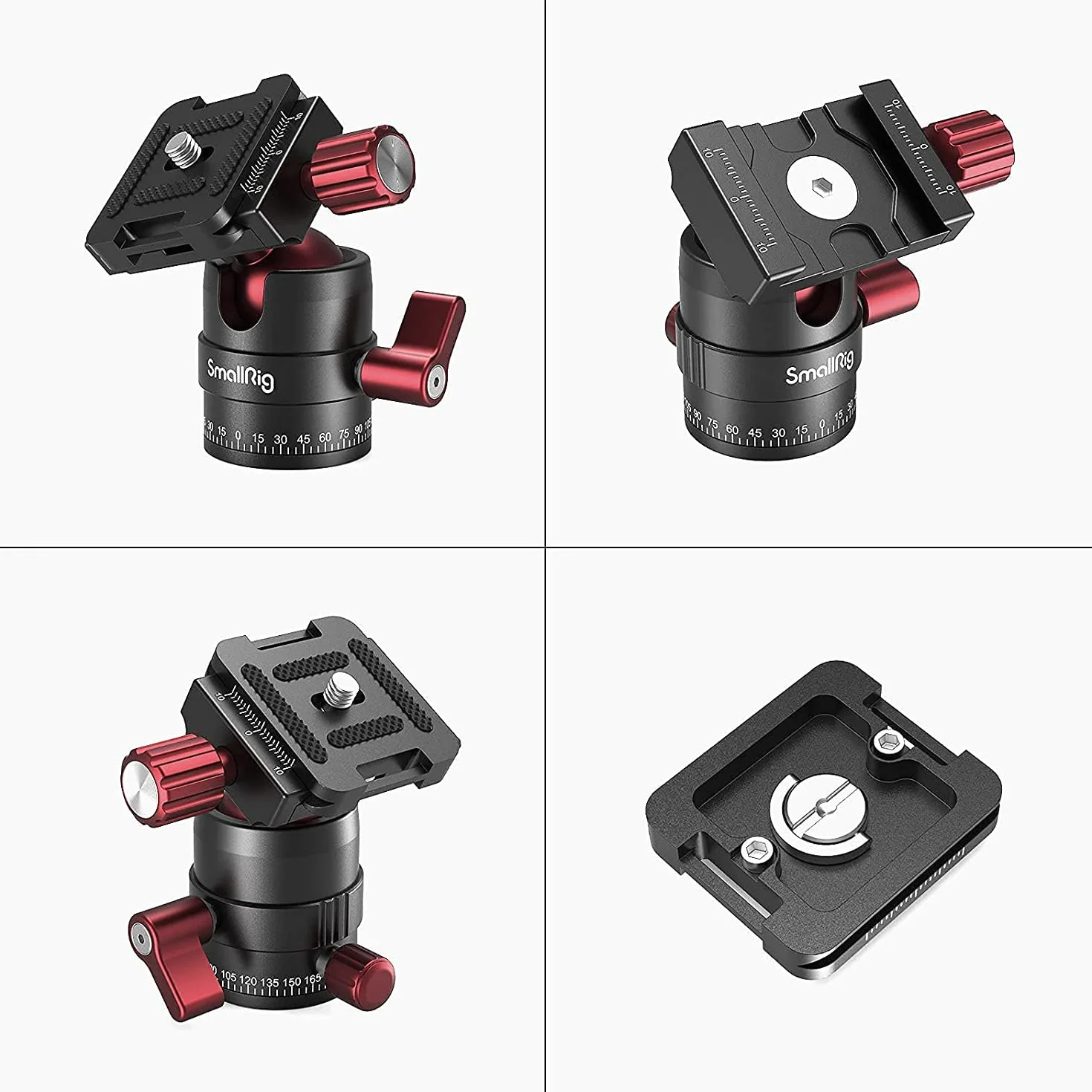 SMALLRIG Głowica kulowa 360° z mocowaniem śrubowym 1/4 cala, aluminiowa mini głowica statywu, udźwig 8 kg, do Canon/do Sony/do Nikon/do Panasonic/DSLR//smartfonów - 3034