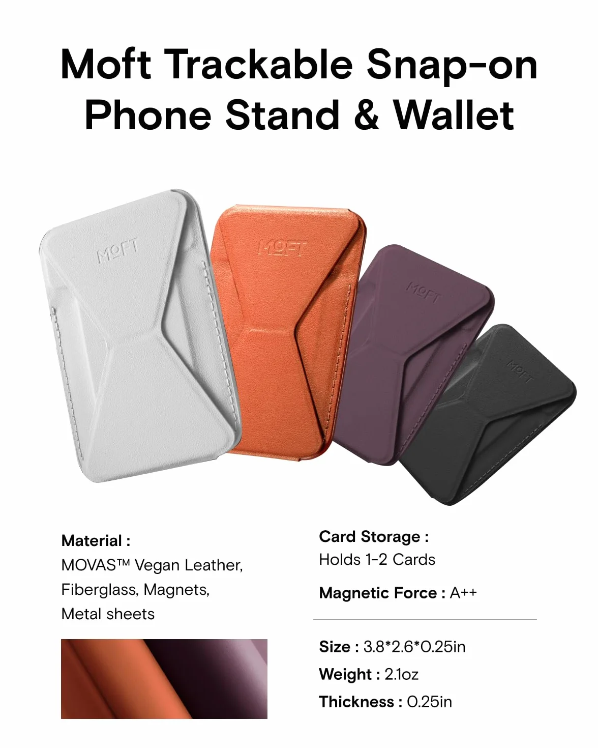 MOFT Trackable Wallet Stand, czerwony, 2 Karten, Minimalistyczny
