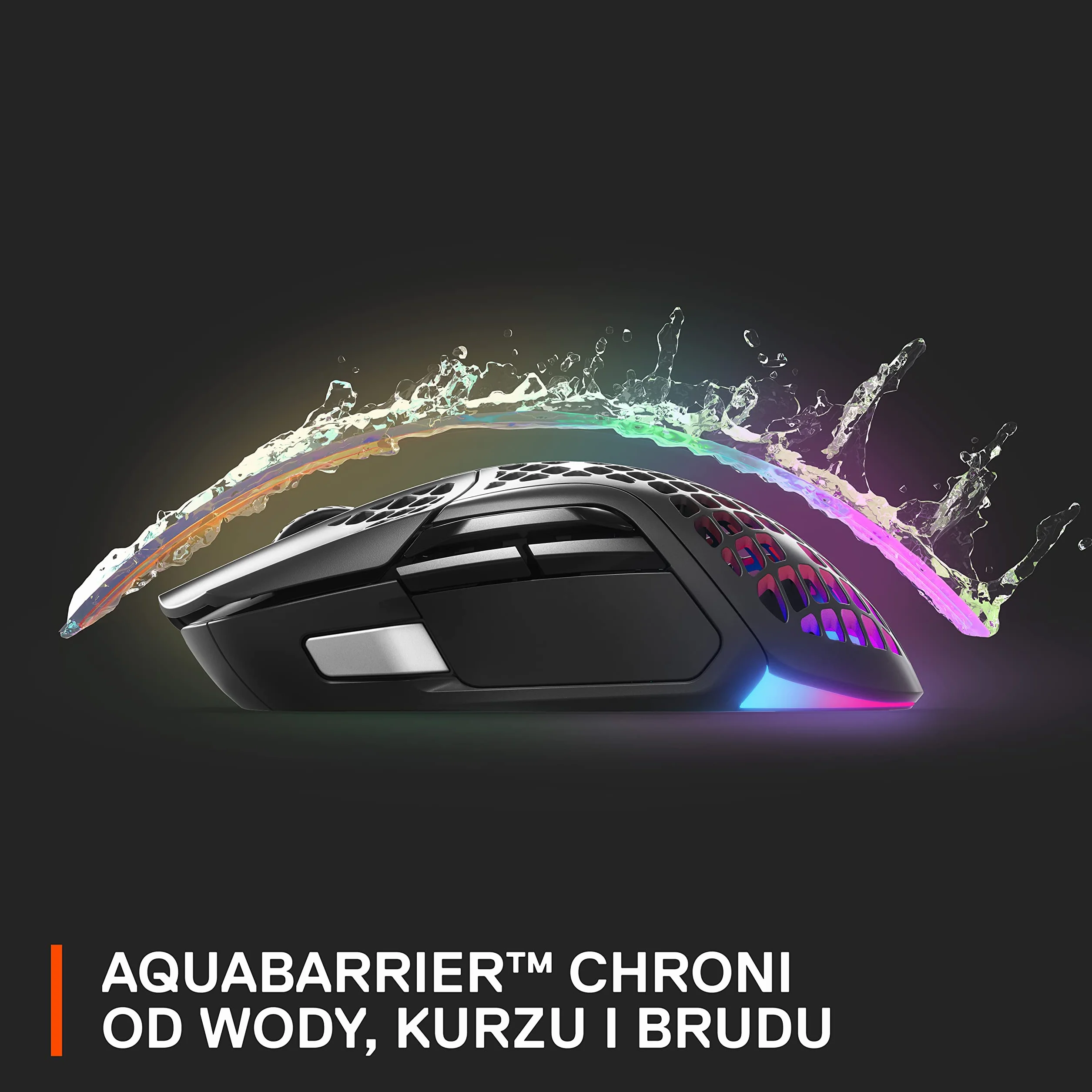 SteelSeries Aerox 5 Wireless Mysz do gier RGB Ultralekka Wodoodporna 9 przycisków Bluetooth 2,4 GHz Sensor TrueMove Air 18K DPI