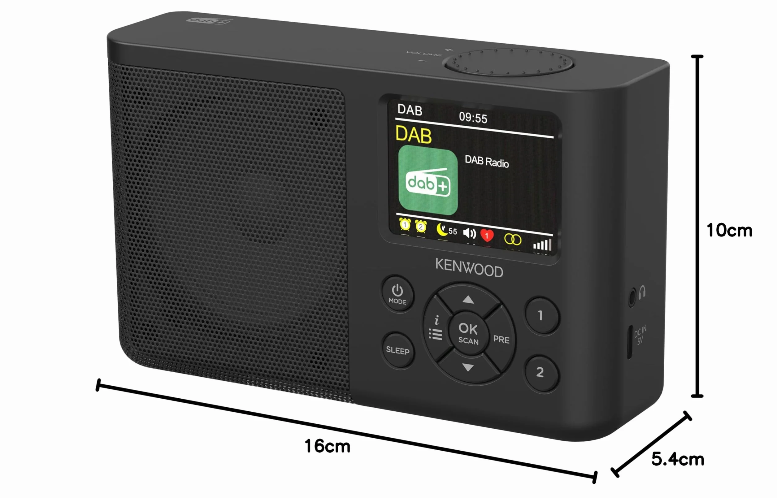 Kenwood CR-M33DAB-B przenośne radio DAB+ z Bluetooth, wbudowany akumulator litowo-jonowy i kolorowy wyświetlacz 6,1 cm, złącze ładowania USB-C, wyjście słuchawkowe (stereo), czarne