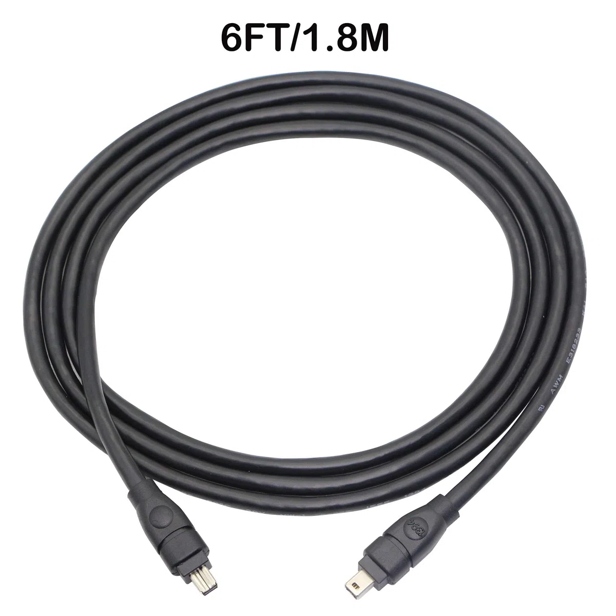 GINTOOYUN FireWire 400 kabel 4-pinowy na 4-pinowy męski na męski iLink DV kabel Firewire 400 IEEE 1394 przewód do komputera laptopa PC do kamery - 15 m czarny