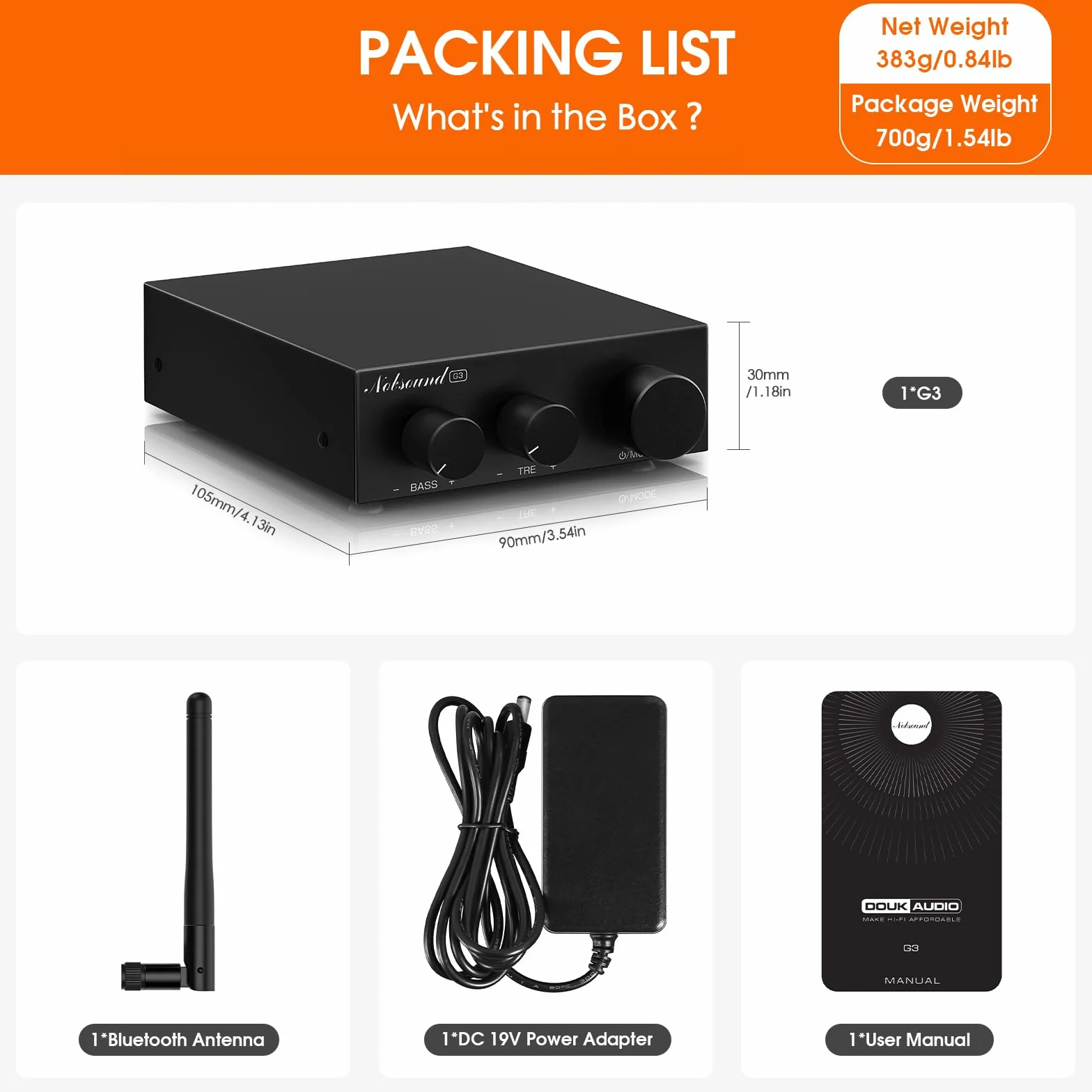 Nobsound Wzmacniacz stereo Bluetooth 5.0: Mini Audio 2.0 kanał, zintegrowany wzmacniacz z regulacją wysokości basów, do głośników domowych 50 W x2 TPA3116