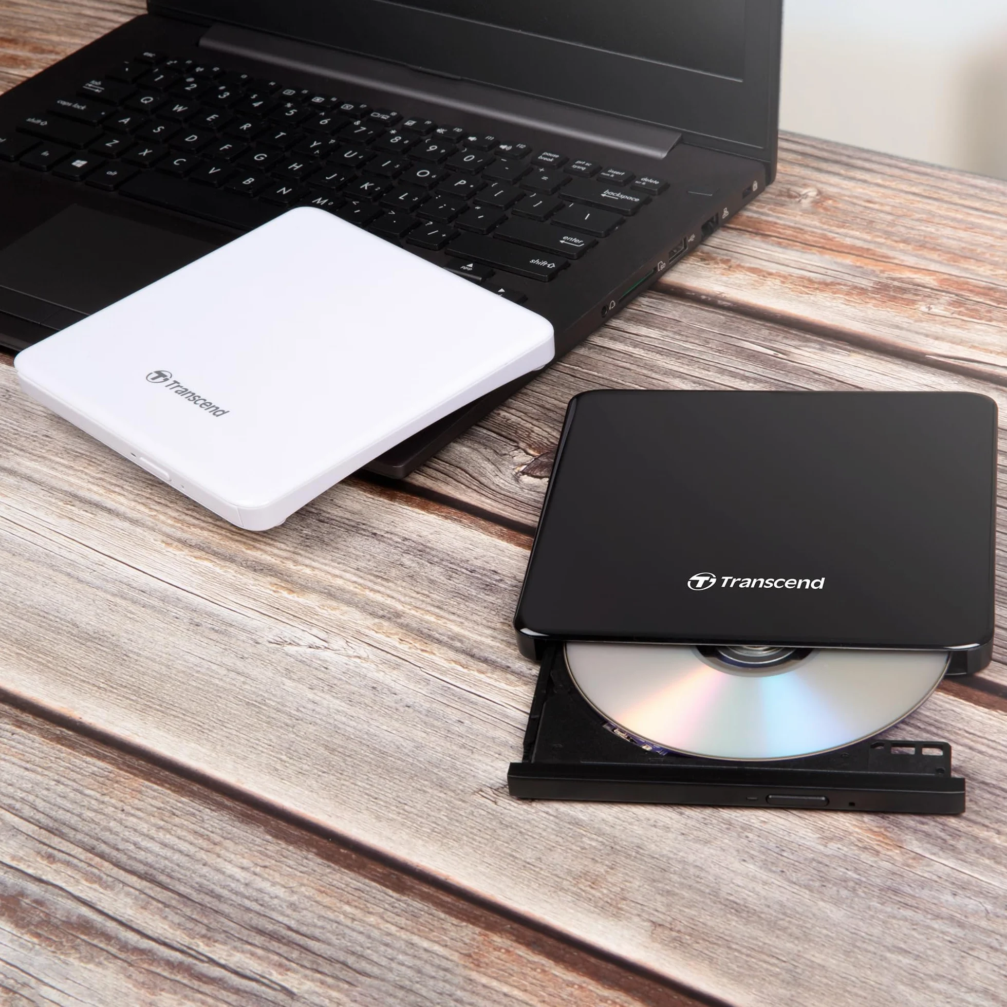 Transcend Zewnętrzny napęd DVD USB Type-A CD DVD +/- RW Napęd optyczny Burner Slim do laptopa/komputera stacjonarnego (TS8XDVDS-K) Czarny