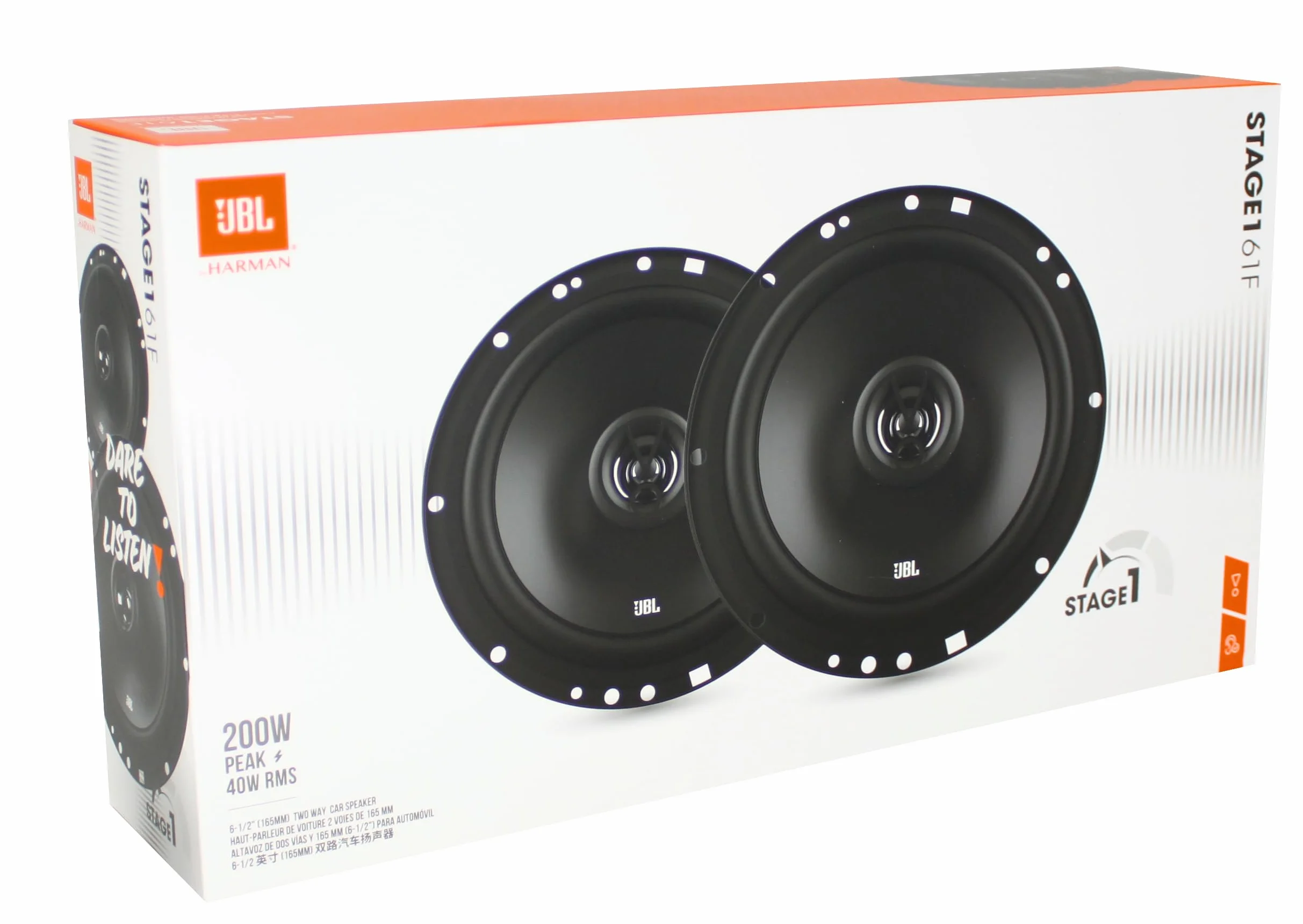 JBL Stage1 61F Harman Kardon 2-drożny zestaw głośników samochodowych - Echo Auto 200 Watów 40 Watów RMS - 2-częściowy samochód Hi-Fi Box Duży 16,5 cm | 165 mm | 6,5 cala