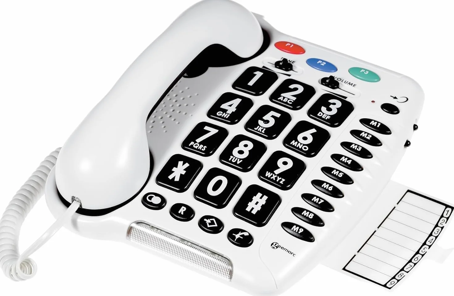 Geemarc CL100 - głośny duży przycisk telefon przewodowy - wersja w Wielkiej Brytanii