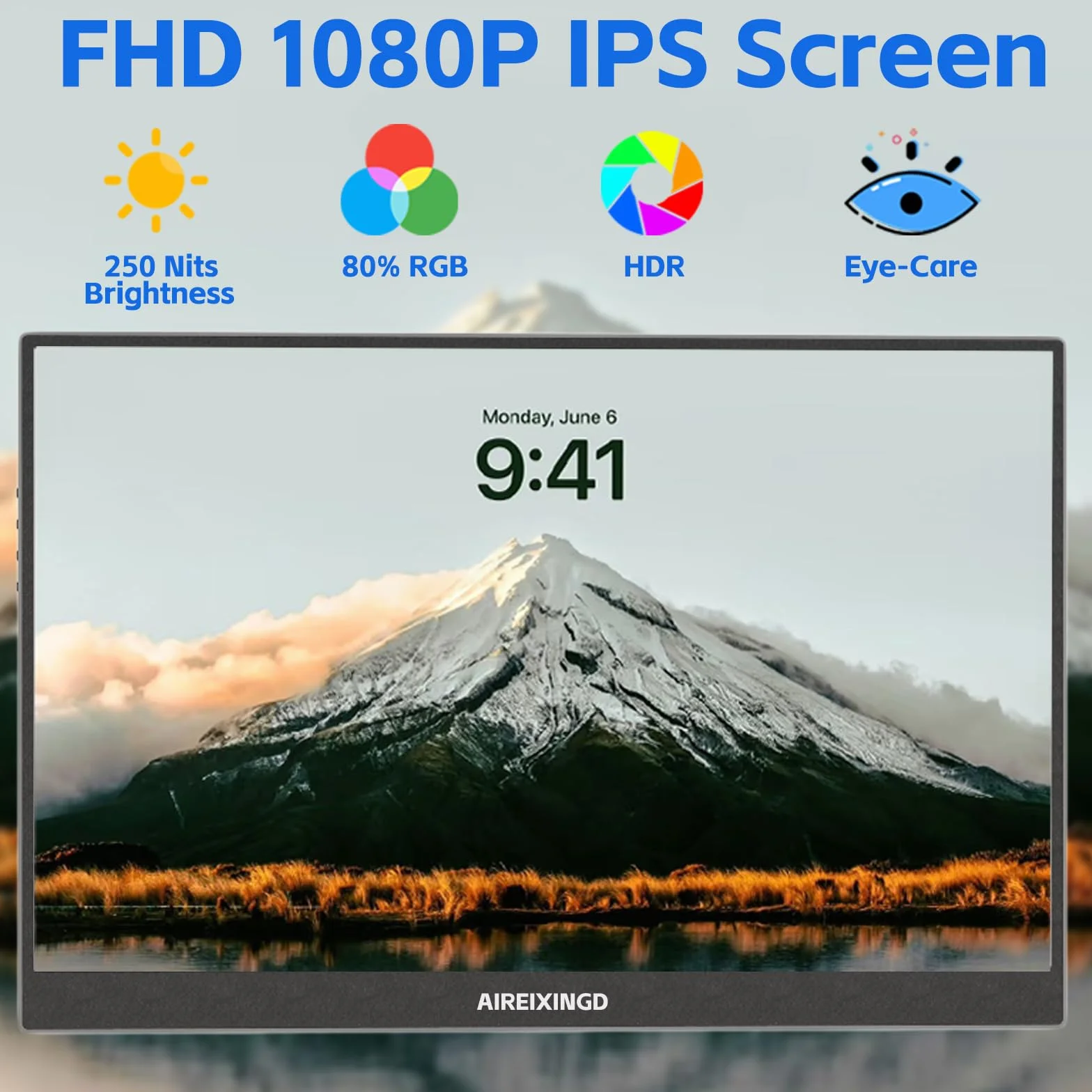 Przenośny monitor, 15,6" 1920×1080 FHD IPS przenośny ekran do laptopa ze stojakiem, montaż VESA,drugi ekran do laptopa/PC/Mac/PS5/Xbox - złącze USB C i HDMI [Klasa energetyczna A]