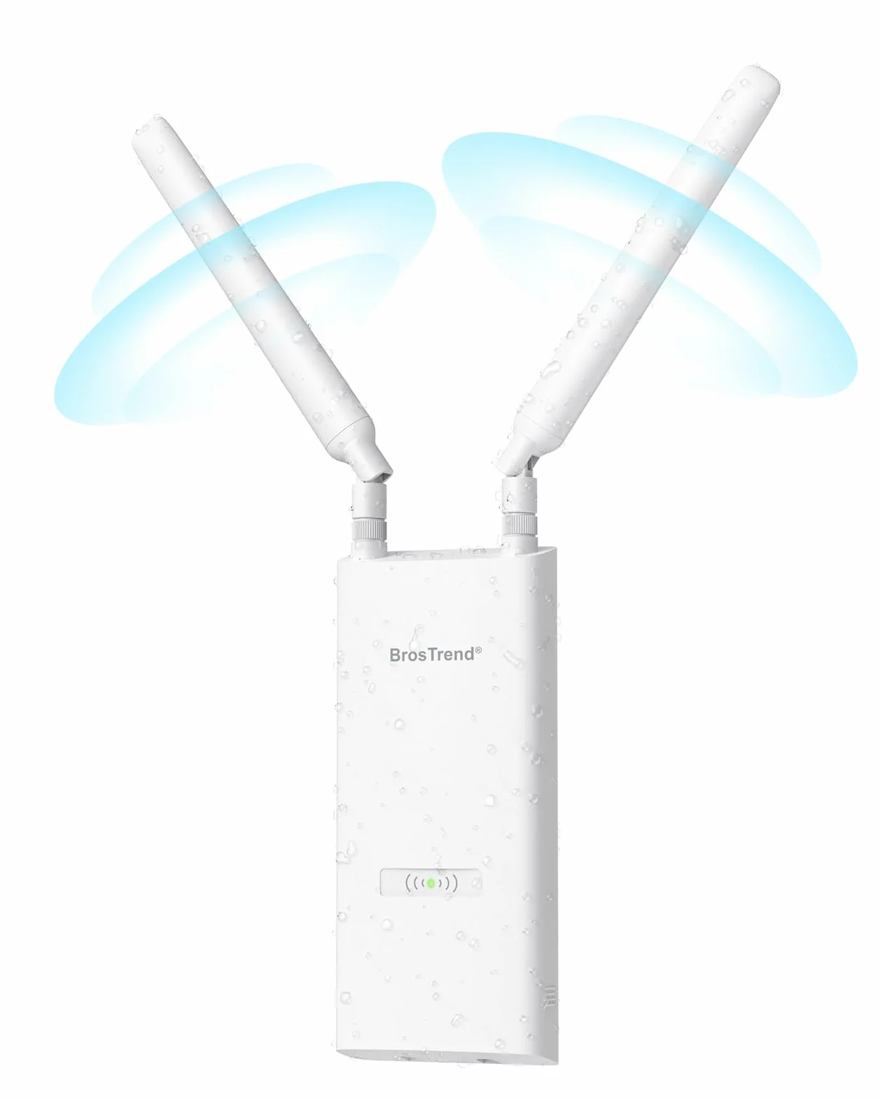 BrosTrend AC1200 Zewnętrzny wzmacniacz sygnału WiFi o dużym zasięgu, dwupasmowy 5 GHz + 2,4 GHz, wodoodporny wzmacniacz sygnału gigabitowego IP65, zasilany przez PoE, z pasywnym wtryskiwaczem PoE