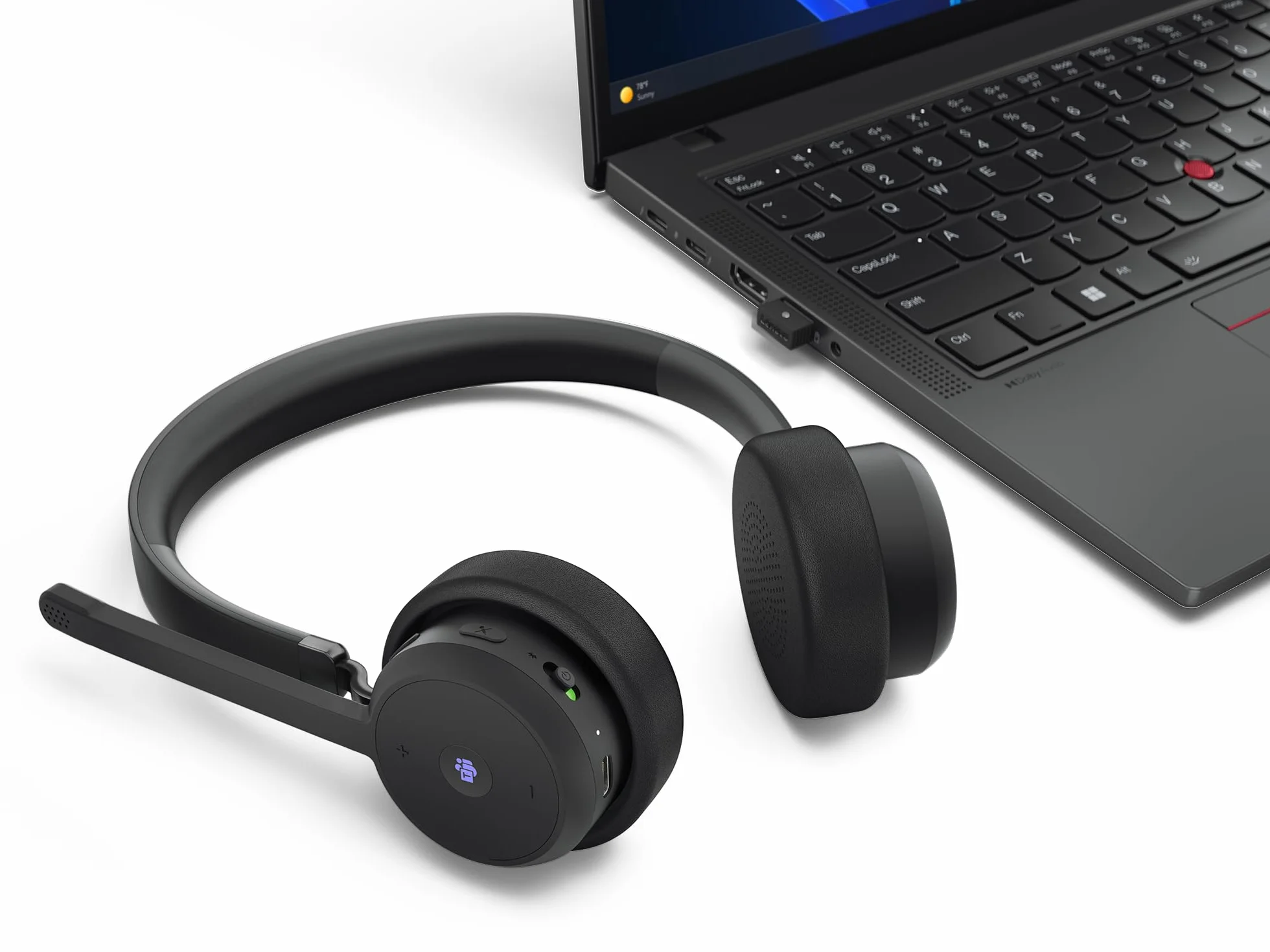 Lenovo Wireless VoIP Headset Casque Sans fil Arceau Bureau/Centre d'appels Bluetooth Noir
