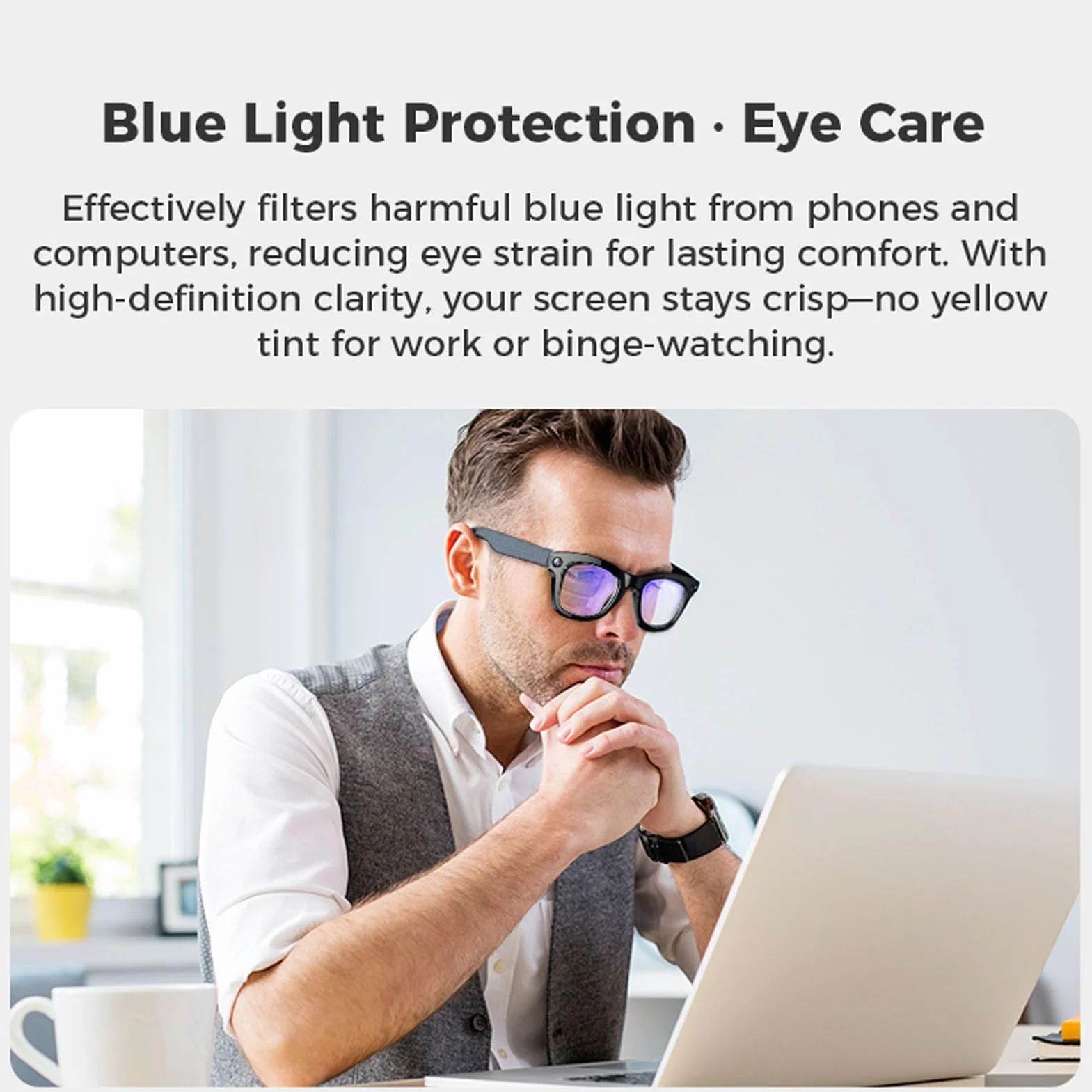 AI Smart Okulary z Aparatem 5MP i Otwartym Głośnikiem, Odtwarzanie Muzyki Bluetooth/przezroczyste Połączenia, Bateria 4H, Unisex na Biuro na Zewnątrz