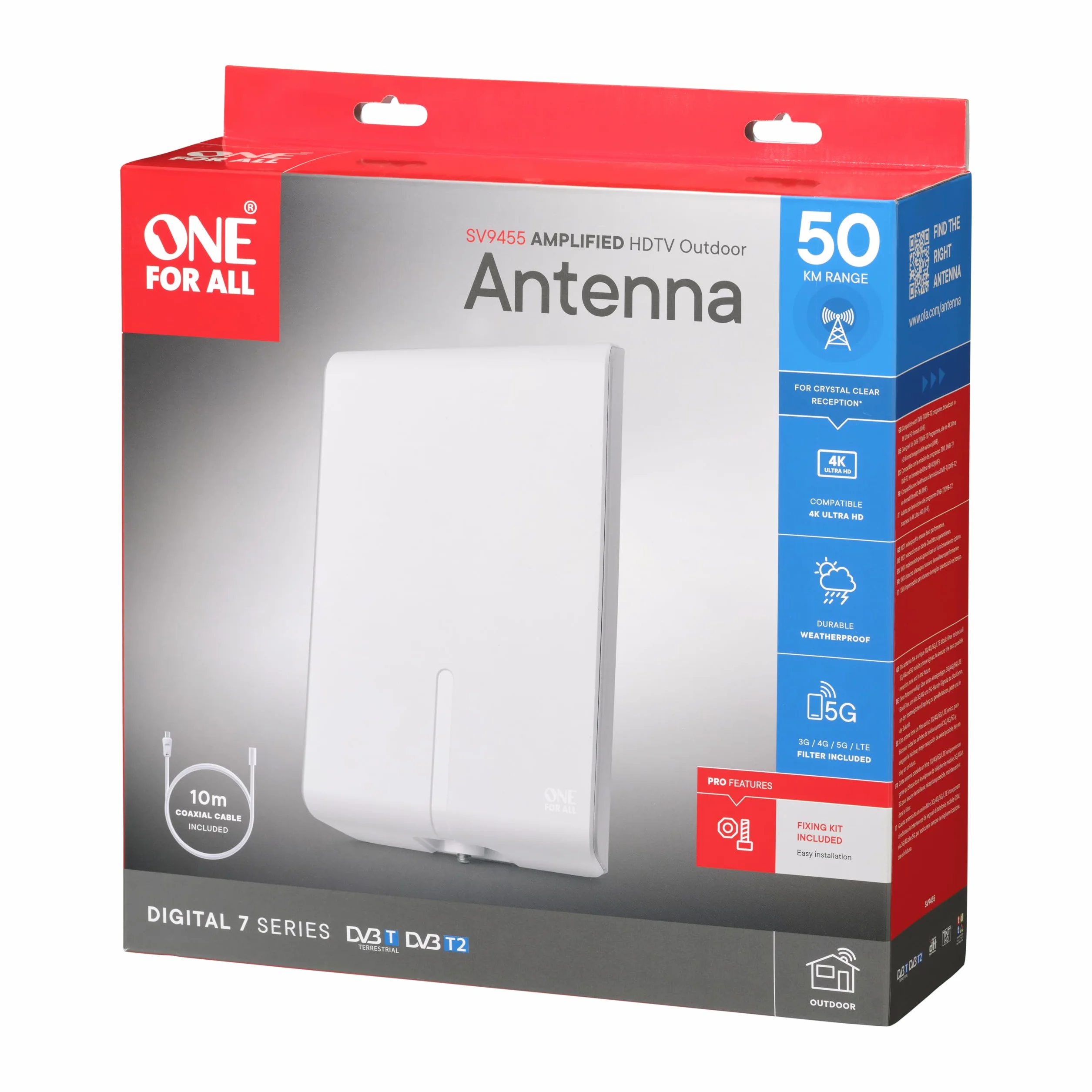 One for all OneforAll DVB-T2 antena zewnętrzna 50 km SV9455-5G