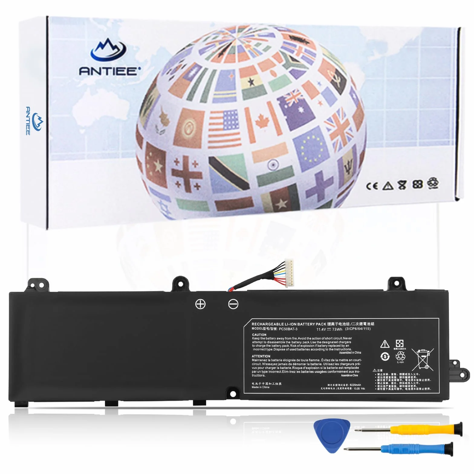 ANTIEE PC50BAT-3 73Wh Laptop Battery Compatible with Schenker Key 15 Comet Lake Clevo PC50DN2 PC50S 11.4V