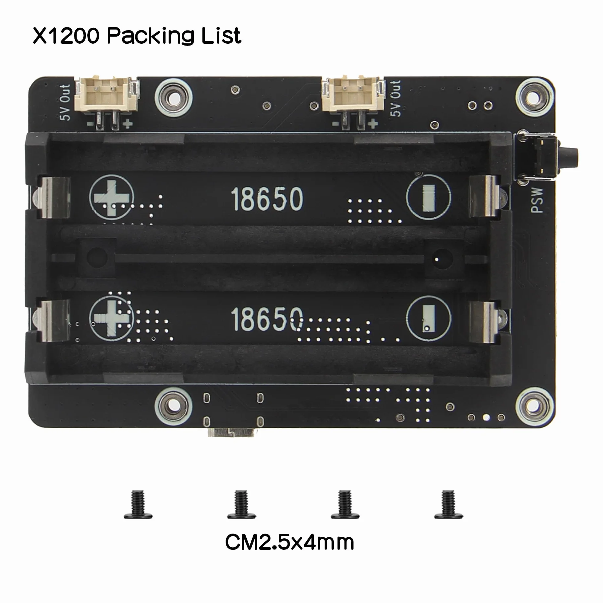 Geekworm X1200 5V UPS Shield for Raspberry Pi 5, with Max 5.1V 5A Output & Auto Power On & Safe Shutdown & Power Loss Detection Function