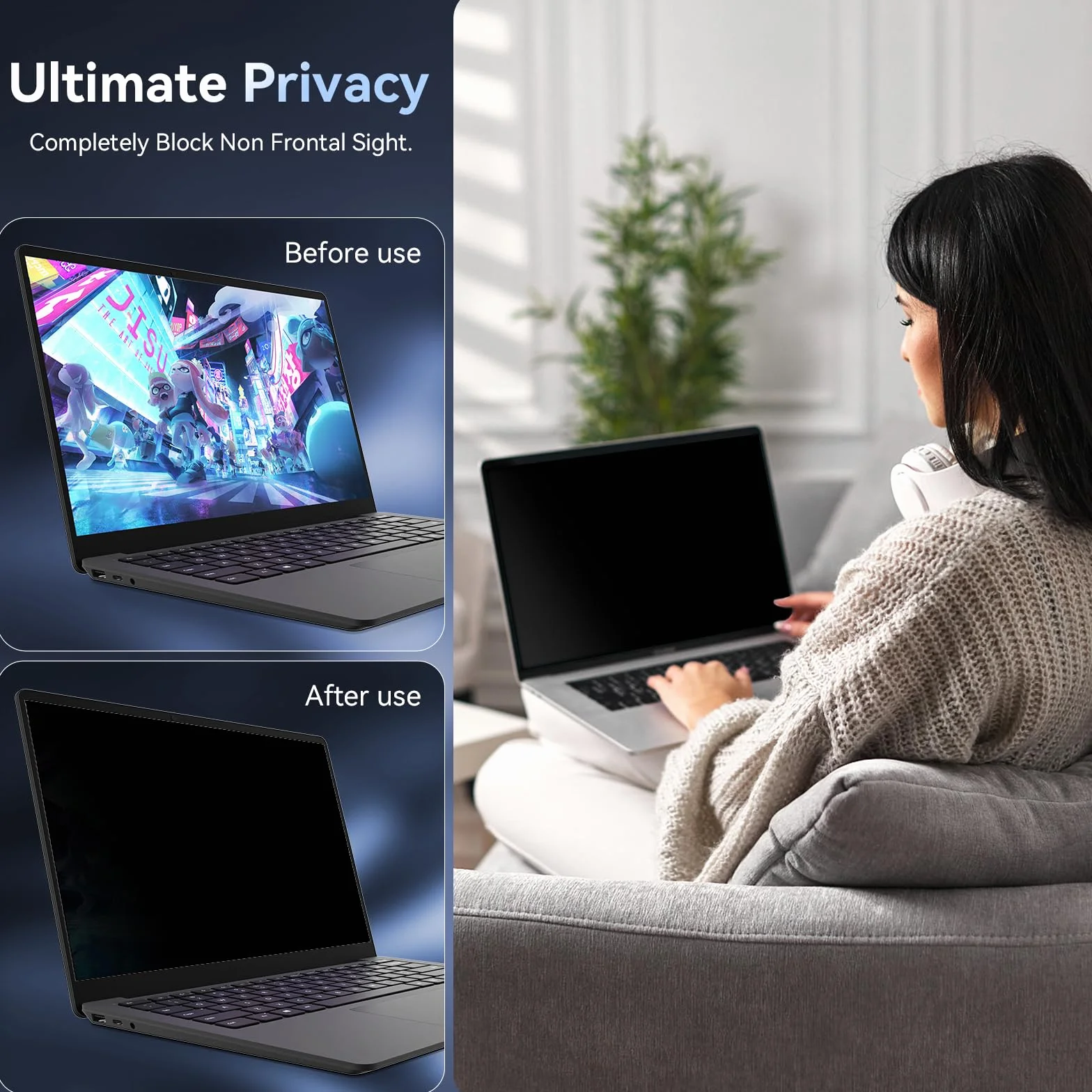 Filtr prywatności do ekranu laptopa 14 cali 16:9 kompatybilny HP Dell Acer Lenovo Thinkpad Samsung ASUS Sony