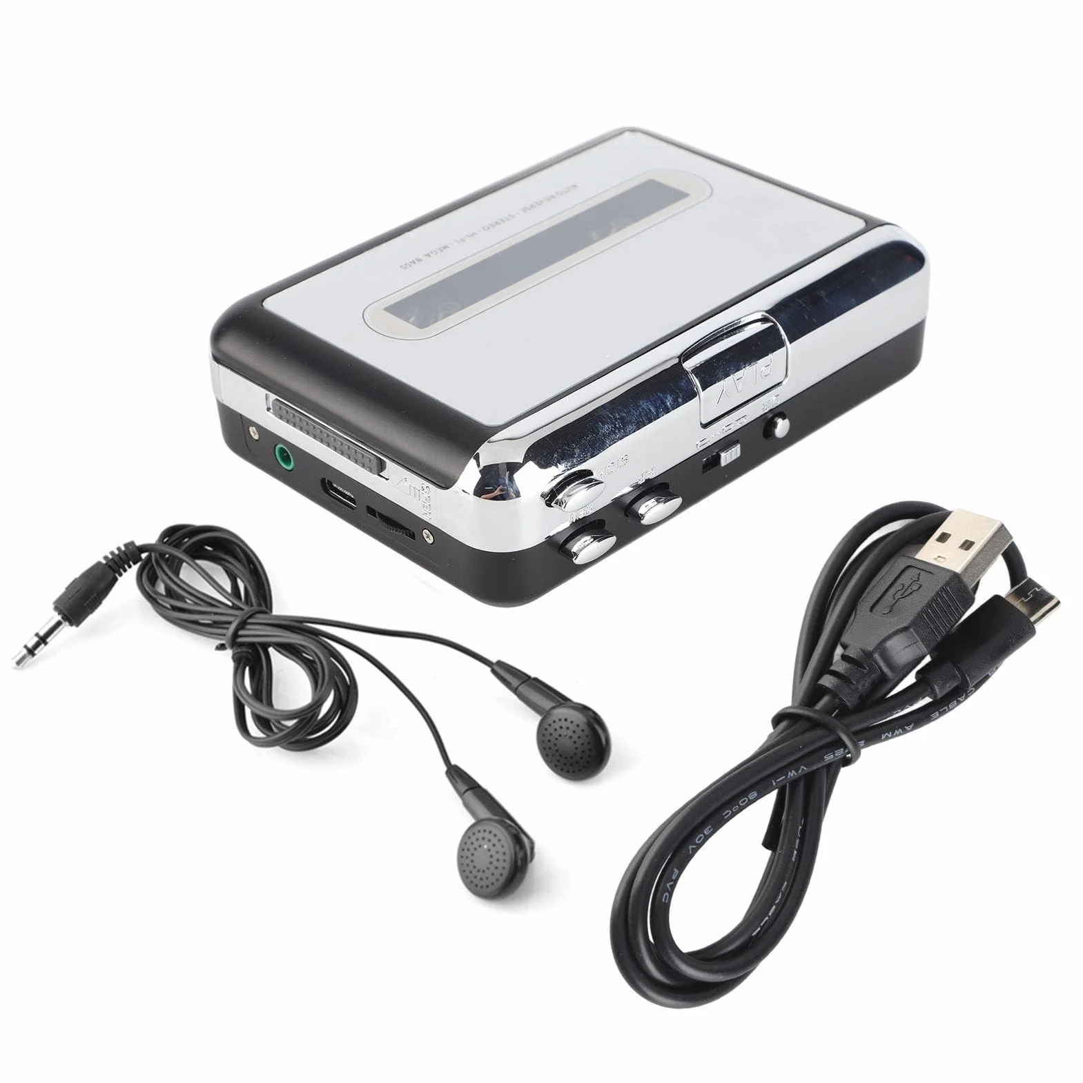 Kadimendium Konwerter Kasety Magnetofonowej USB na Komputer PC MP3 Switcher Converter + Plug and Play + Wyjście + Słuchawki, do Konwersji Kasety na Odtwarzacz Muzyczny MP3, Zasilany Przez USB, Nie
