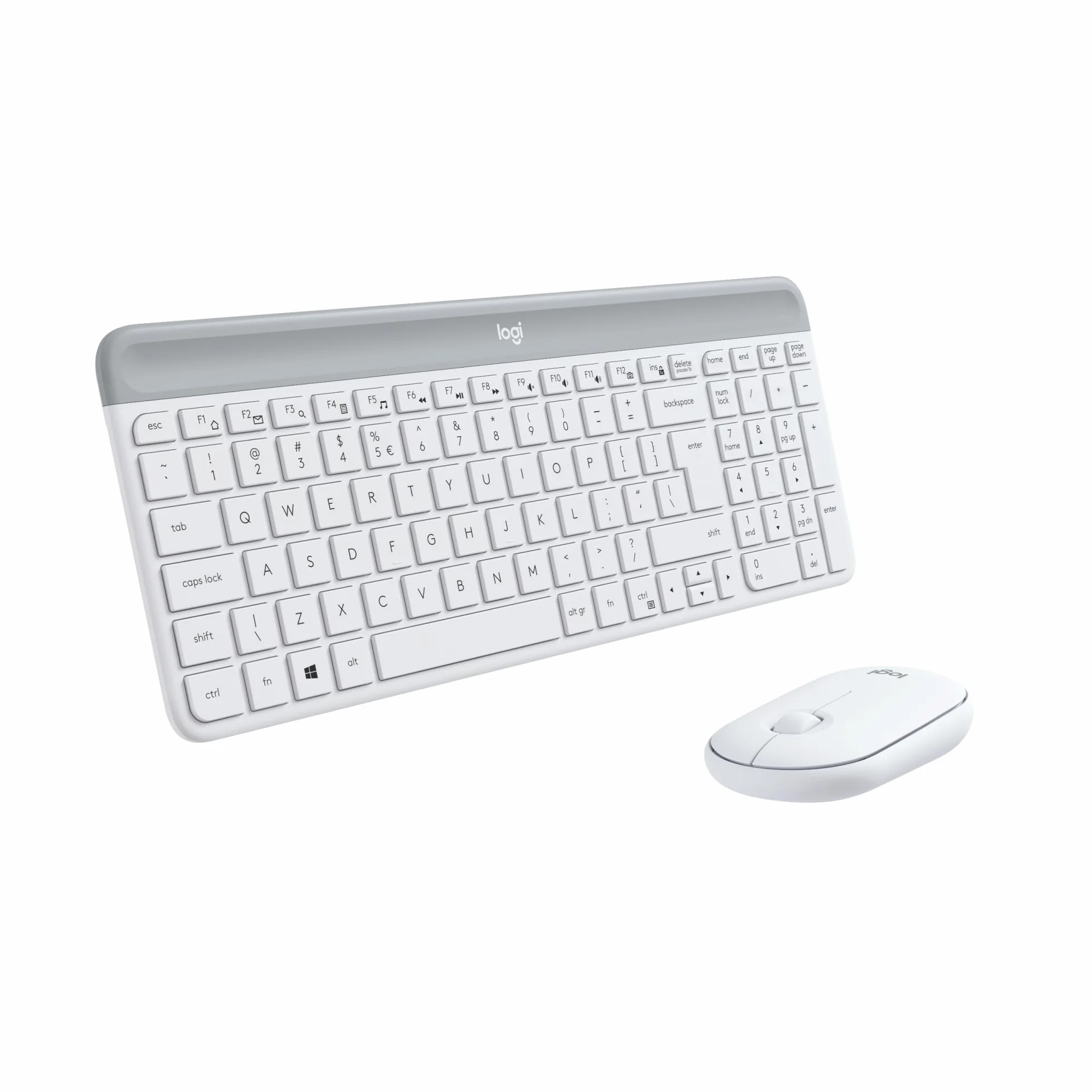 Logitech MK470 Smukła klawiatura i mysz bezprzewodowa, bardzo cicha, odbiornik USB 2,4 GHz, QWERTY US Intl - Biały