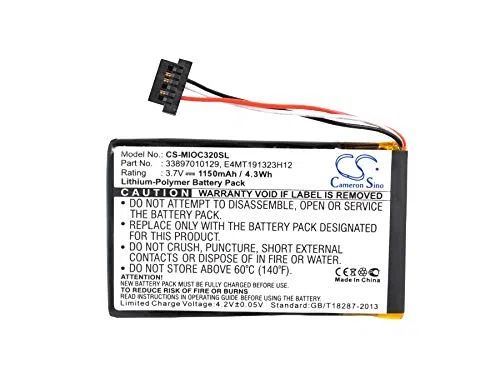 TECHTEK Bateria 1150mAh kompatybilny z [Mitac] Mio C320, Mio C320B, C323, C520, C520t, C620, C620T, C700, C720, C800, C810 zastępuje 33897010129, BP-LX1320/11- FBA